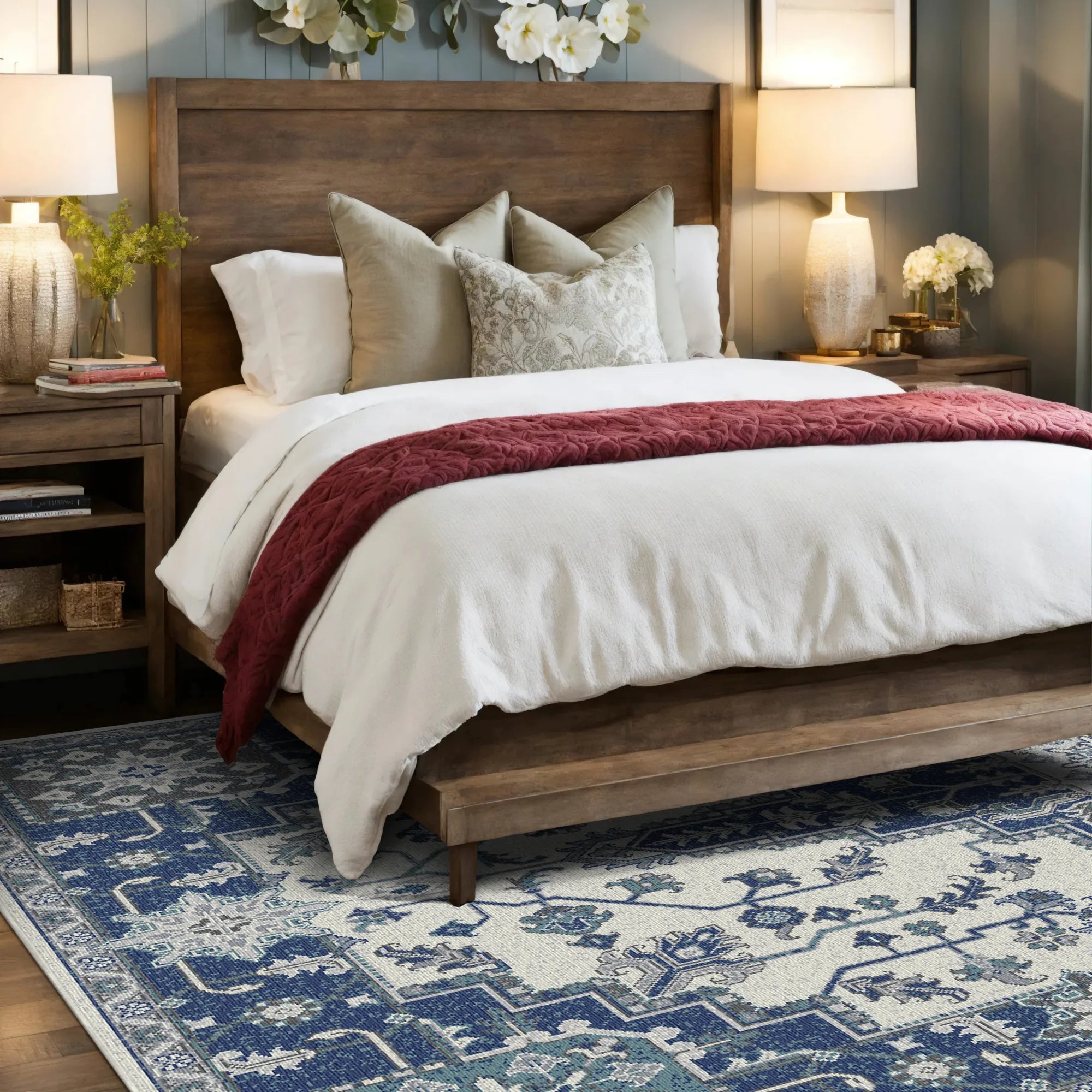 Schiefermosaik Teppich mit Königlichem Medaillon