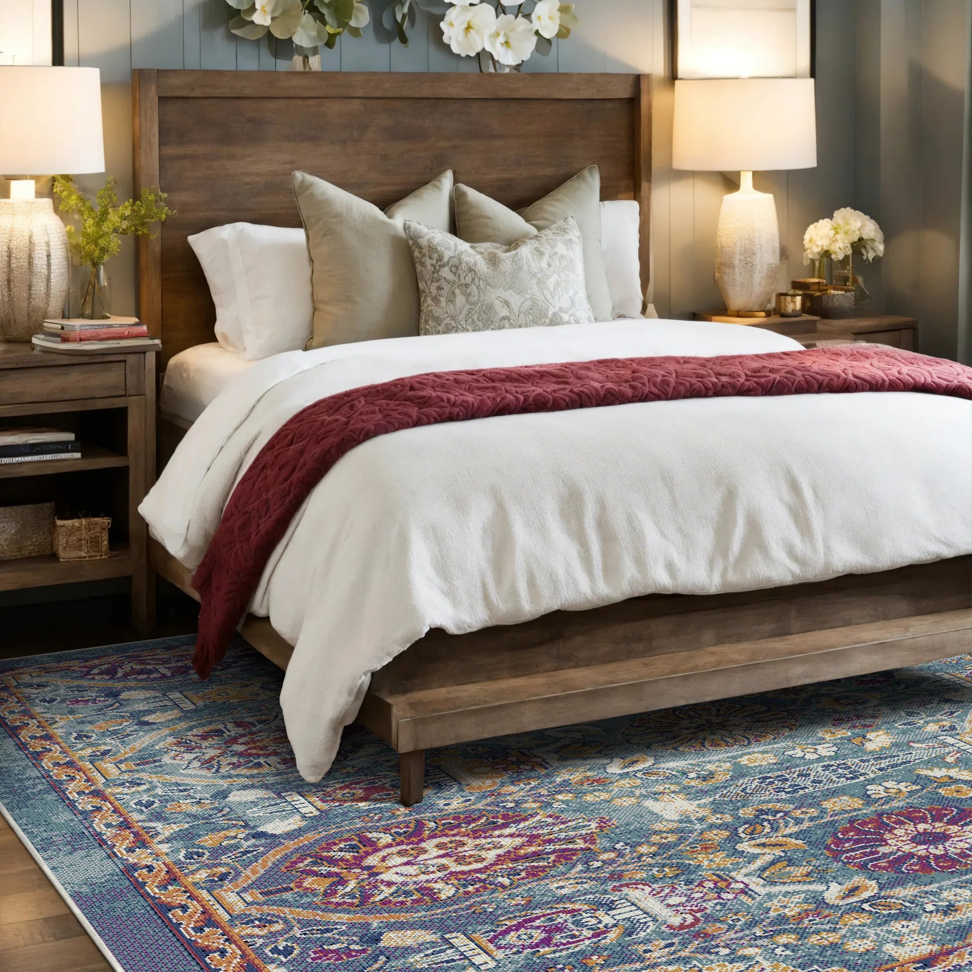 Ozeanischer Garten Gelöschter Botanischer Teppich