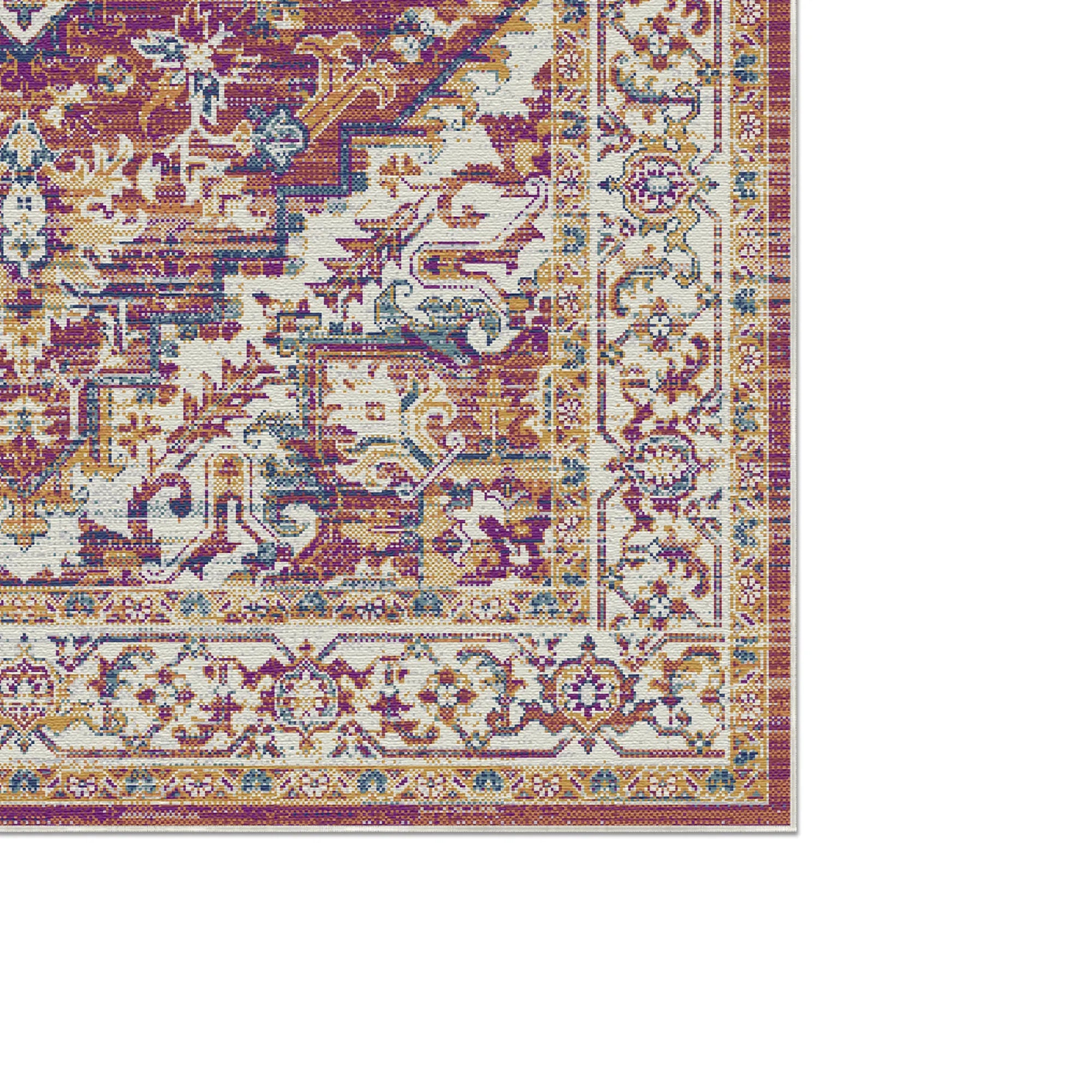 Terrakotta Zitadellen Teppich mit Verziertem Medaillon