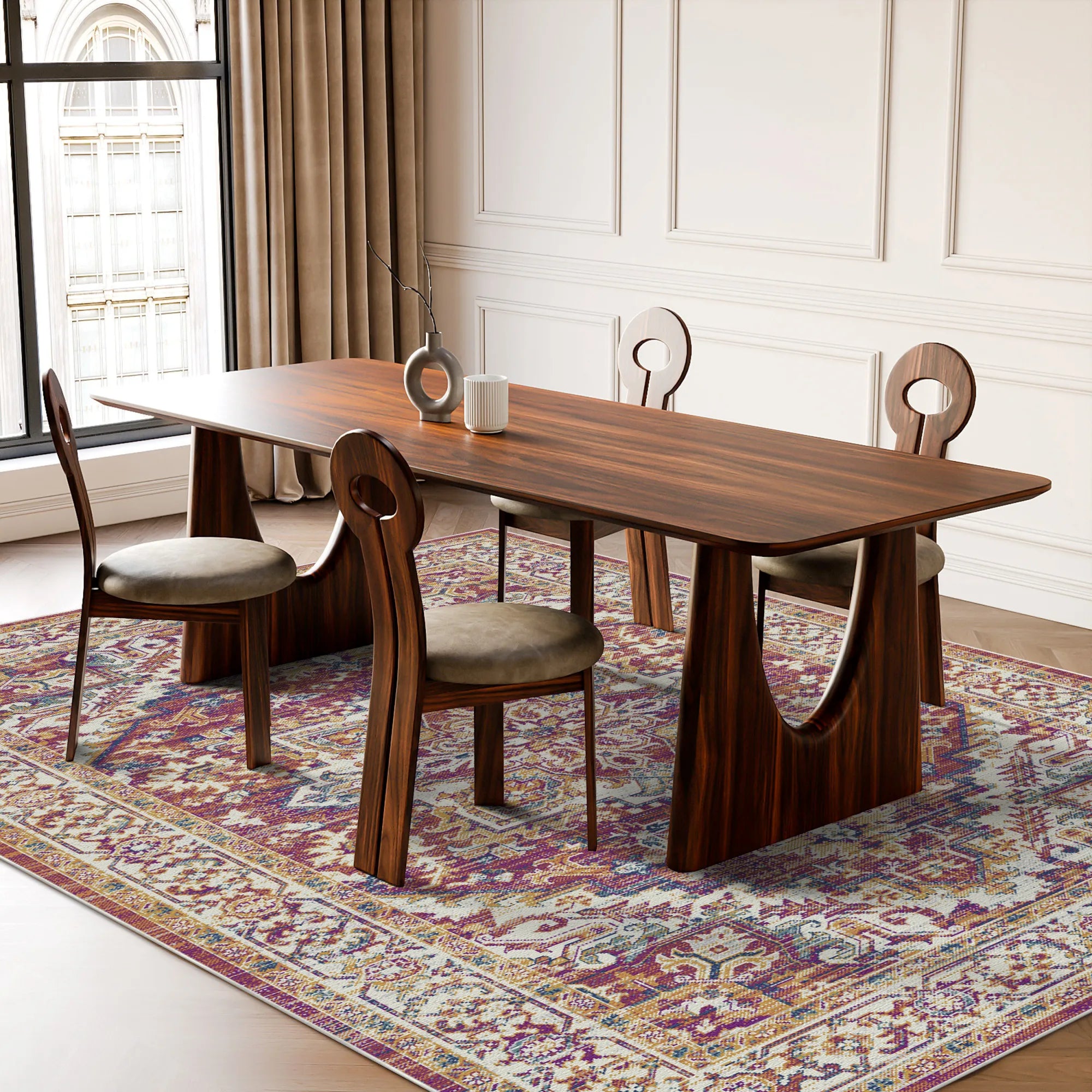 Terrakotta Zitadellen Teppich mit Verziertem Medaillon