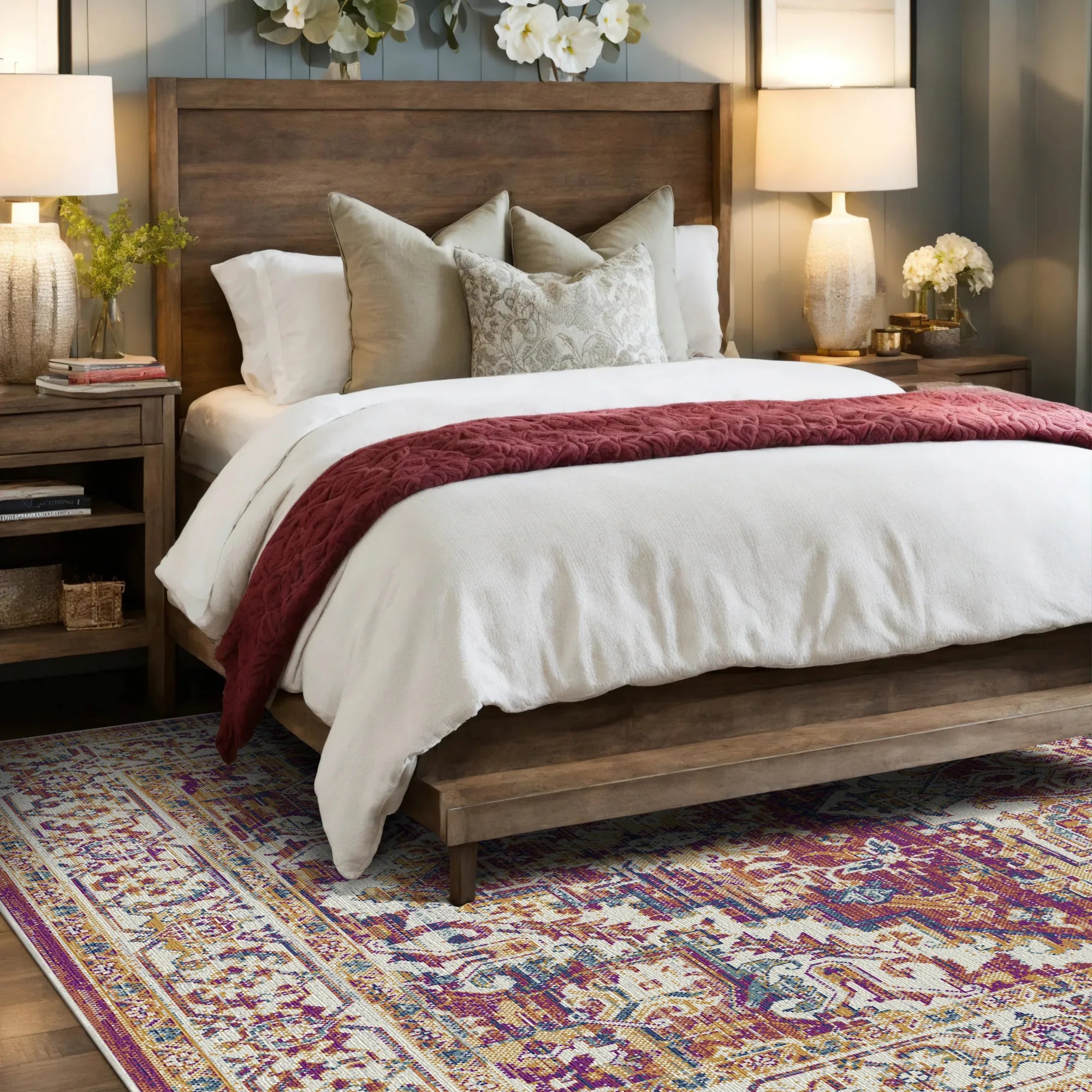 Terrakotta Zitadellen Teppich mit Verziertem Medaillon