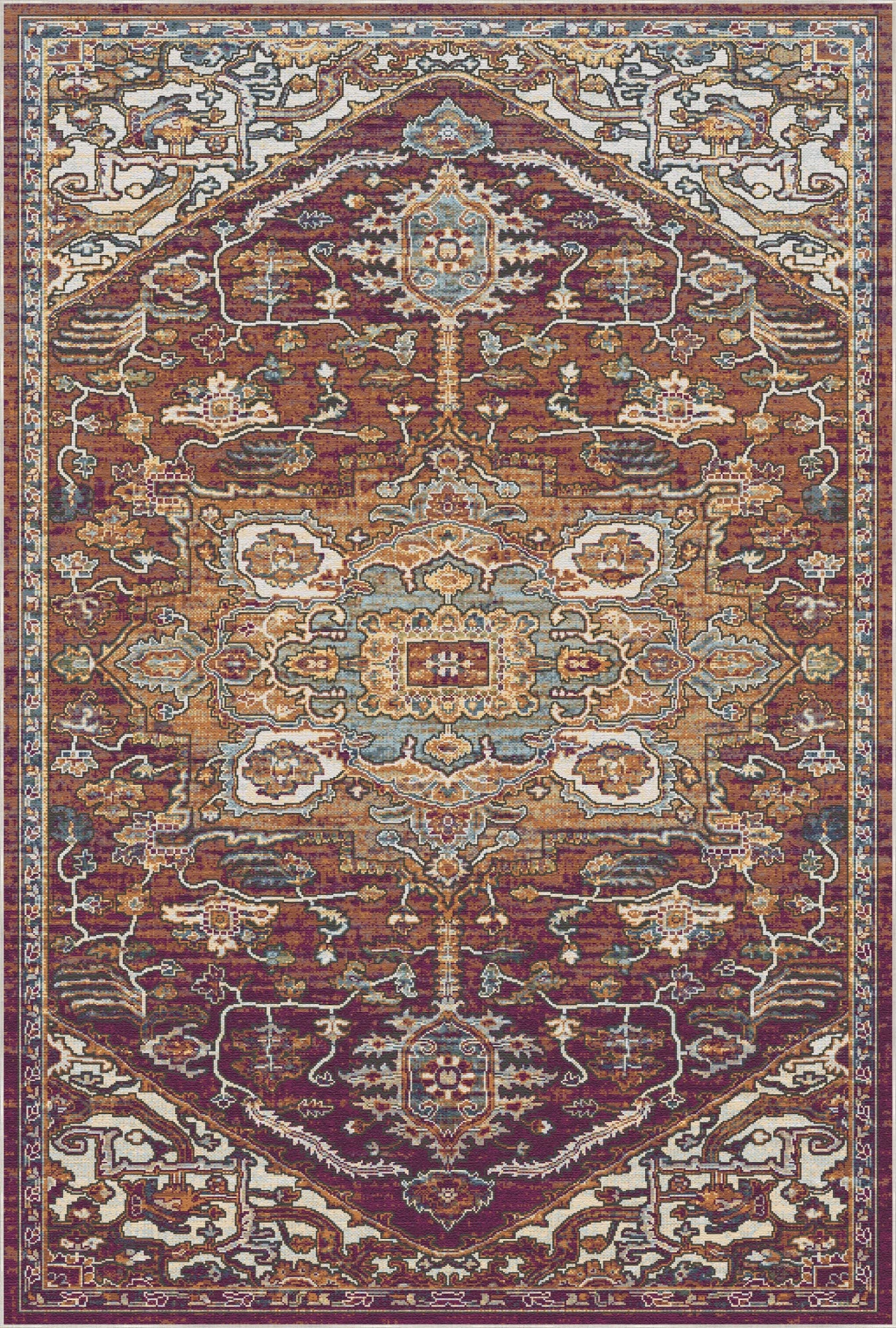 Terrakotta Garten Gelöschter Botanischer Teppich