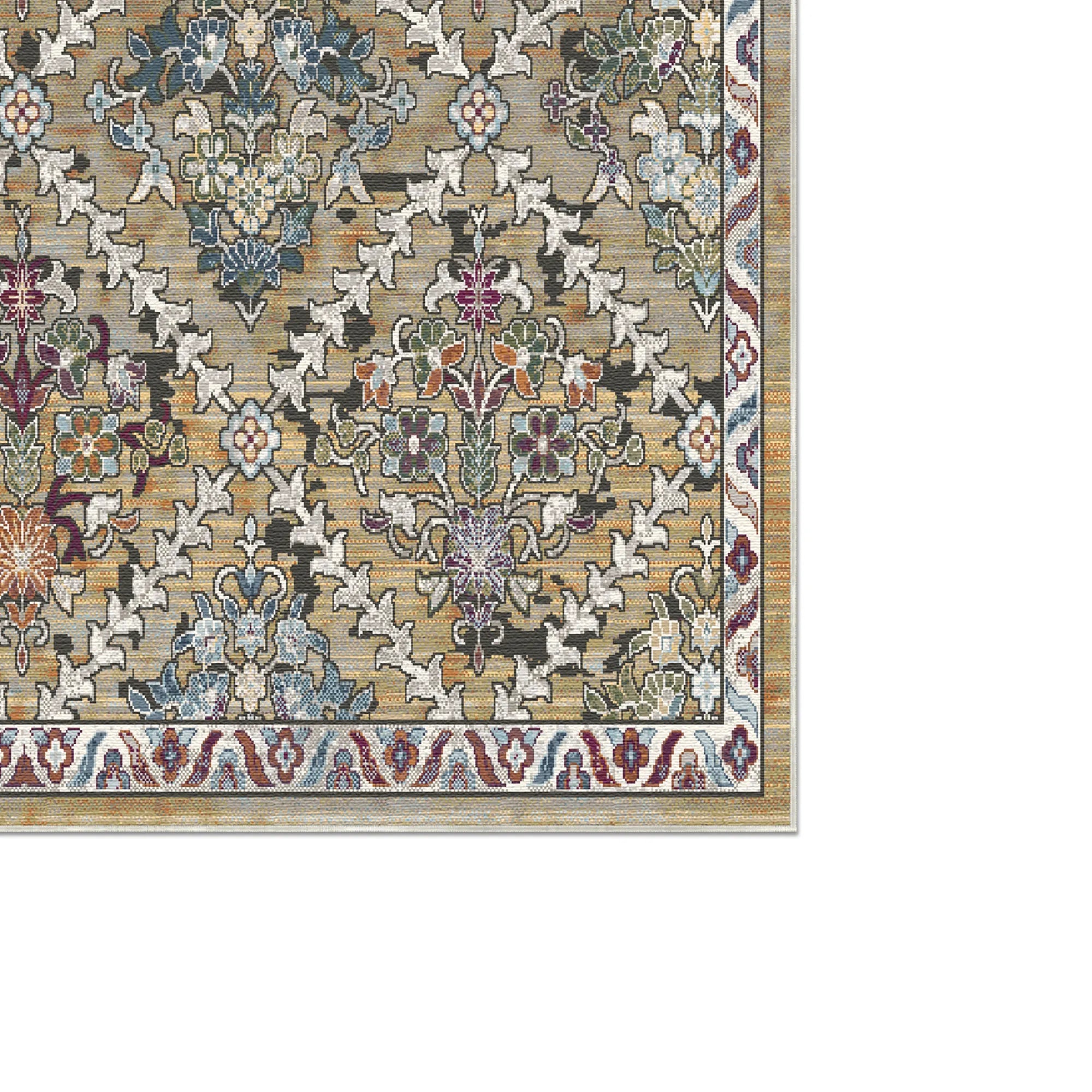 Azurblauer Lattice Erased Botanischer Teppich