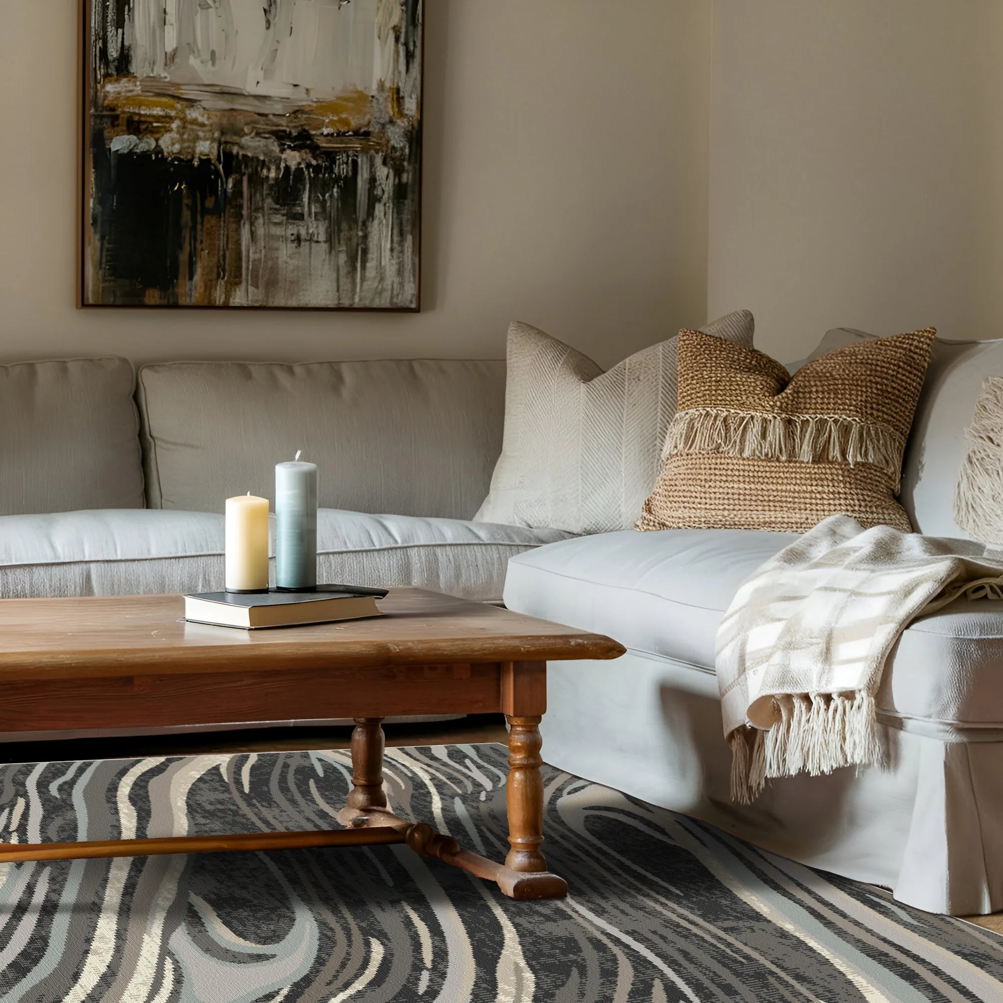 Waschbarer Teppich Venedig Mitternacht Abstrakt