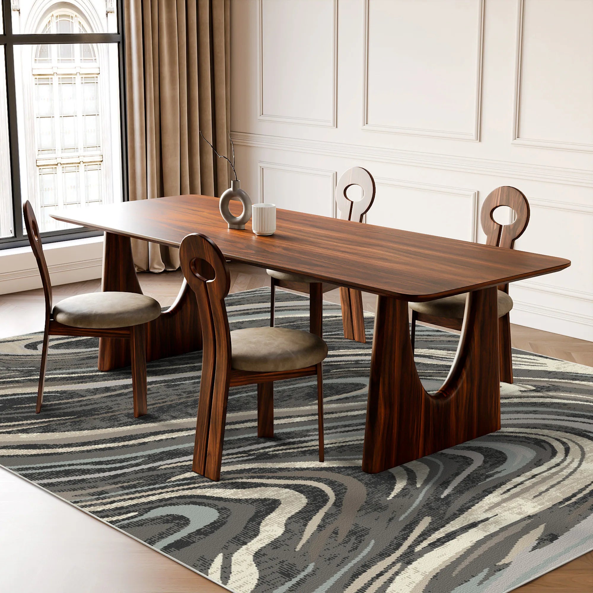 Waschbarer Teppich Venedig Mitternacht Abstrakt