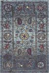 Indigo Paisley Verblasster Botanischer Teppich Indigo