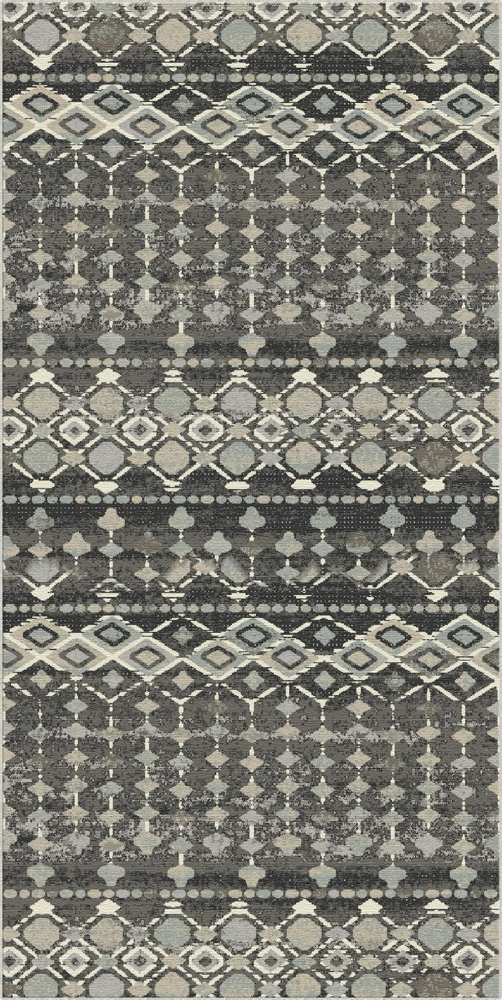 Sonora Kohle Tribal Geometrischer Waschbarer Teppich