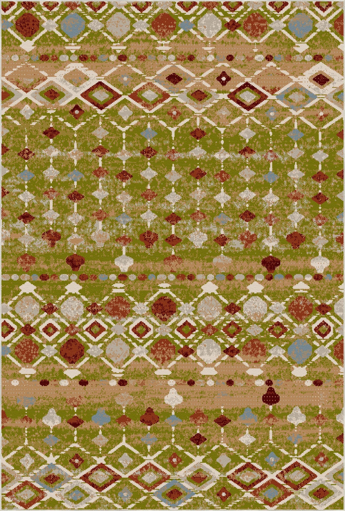 Tucson Olive Tribal Geometric Waschbarer Teppich