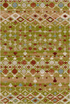 Tucson Olive Tribal Geometrischer Waschbarer Teppich Olivgrün