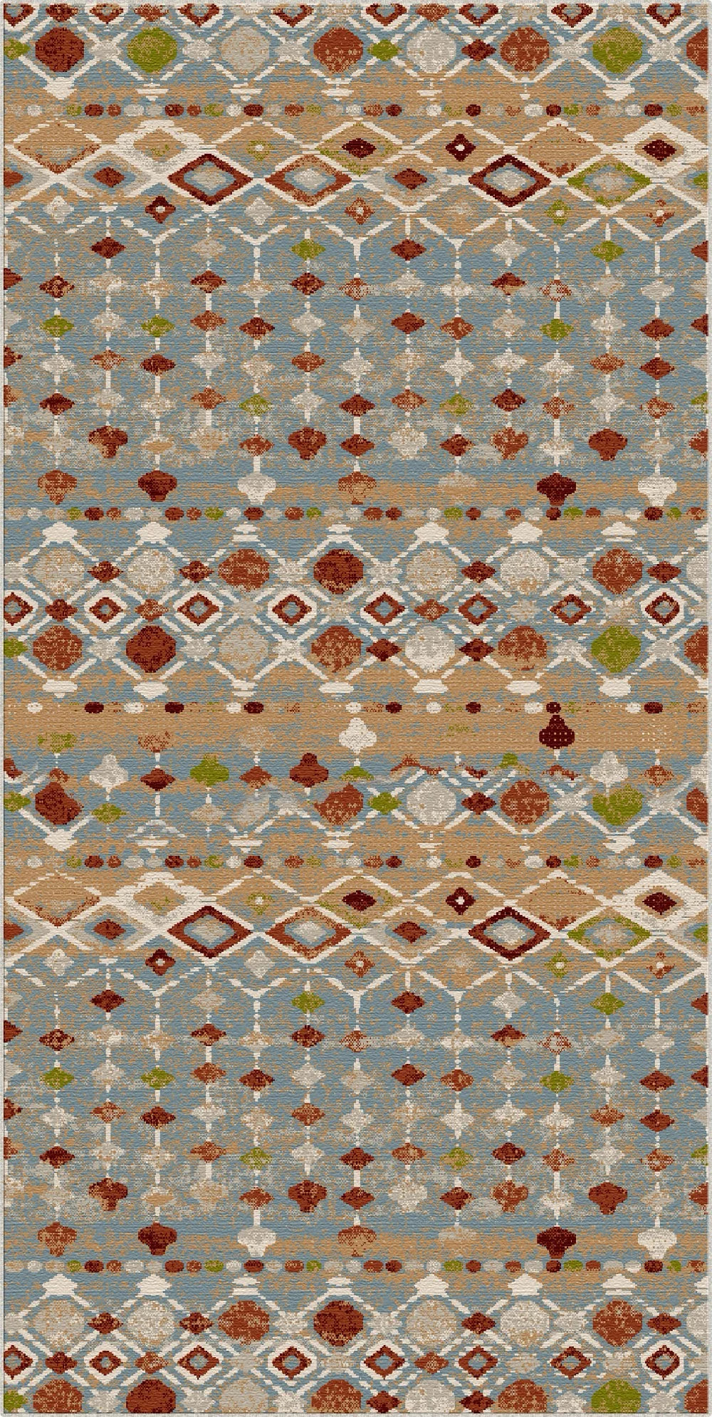 Santa Fe Himmel Tribal Geometrischer Waschbarer Teppich