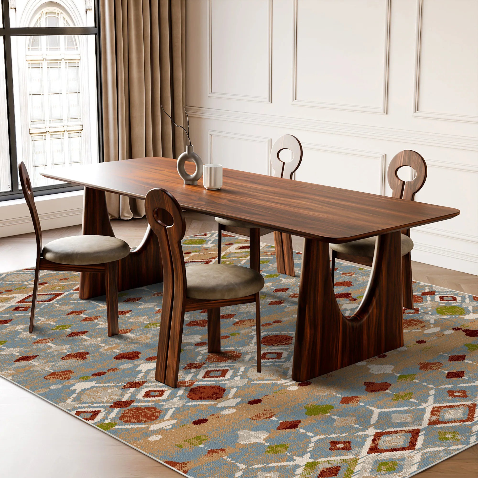 Waschbarer Teppich Santa Fe Sky Tribal Geometric