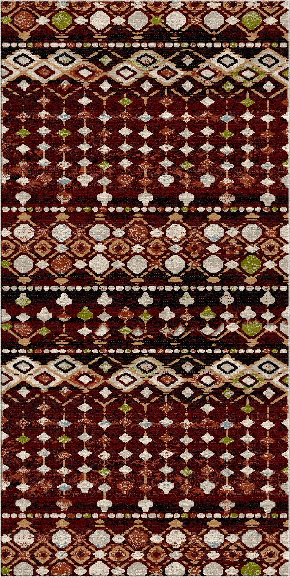 Taos Granat Tribal Geometrischer Waschbarer Teppich