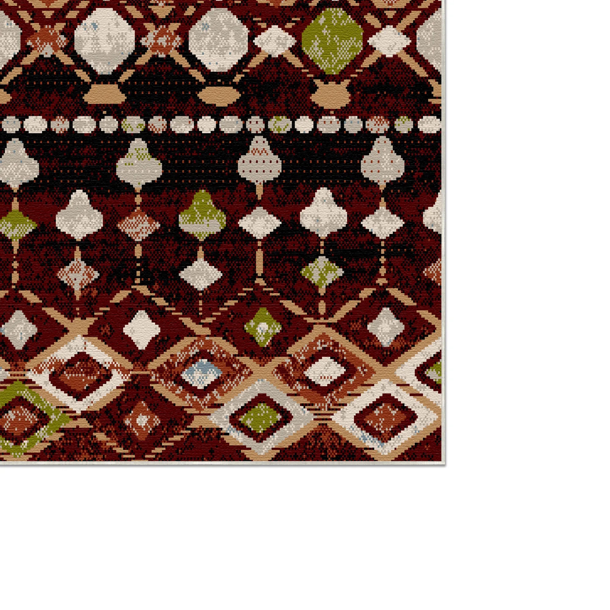 Waschbarer Teppich Taos Garnet Tribal Geometric