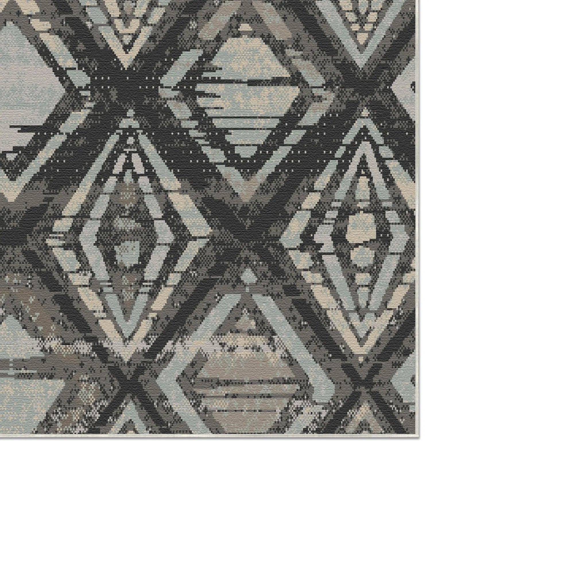 Waschbarer Teppich Badlands Charcoal Geometric