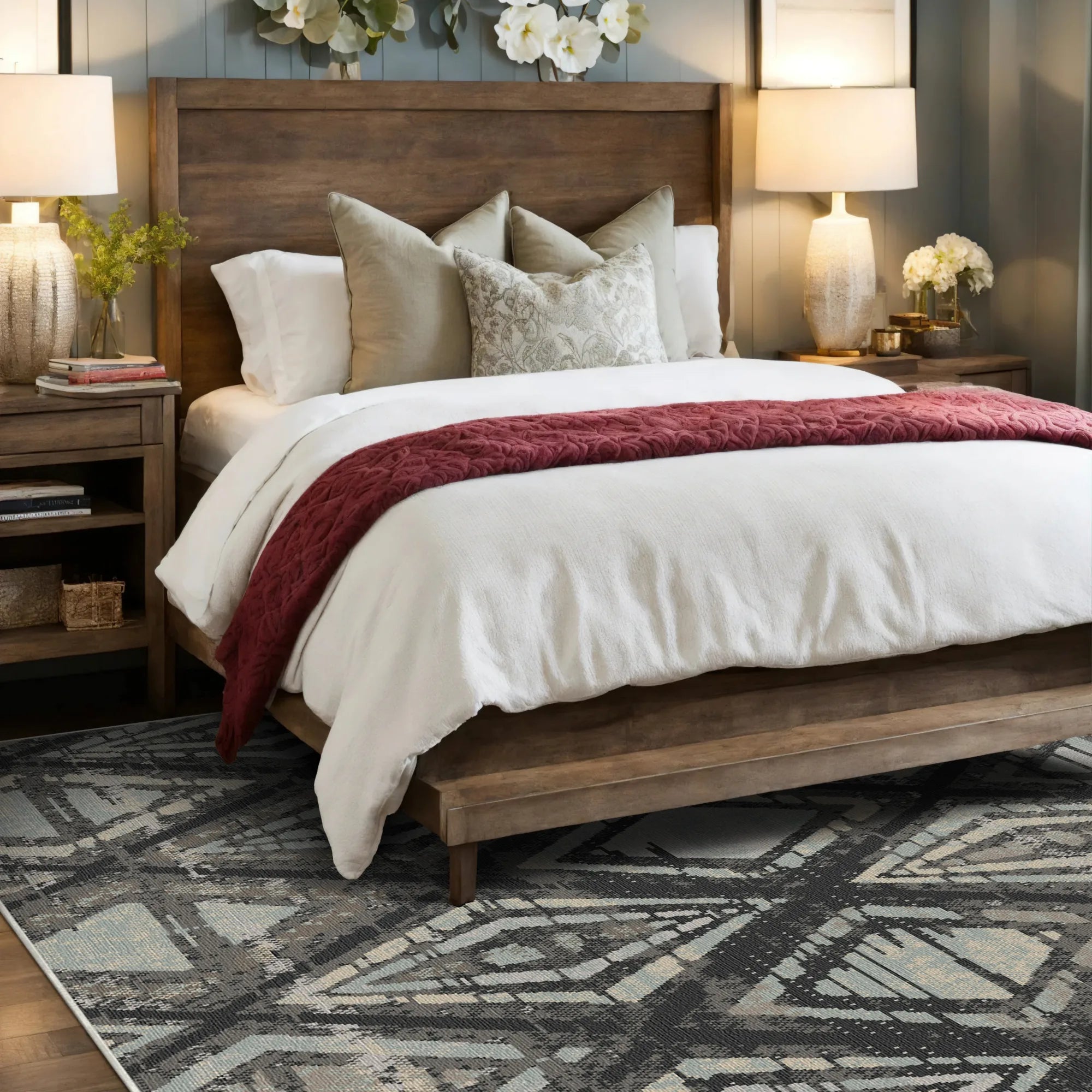 Waschbarer Teppich Badlands Charcoal Geometric