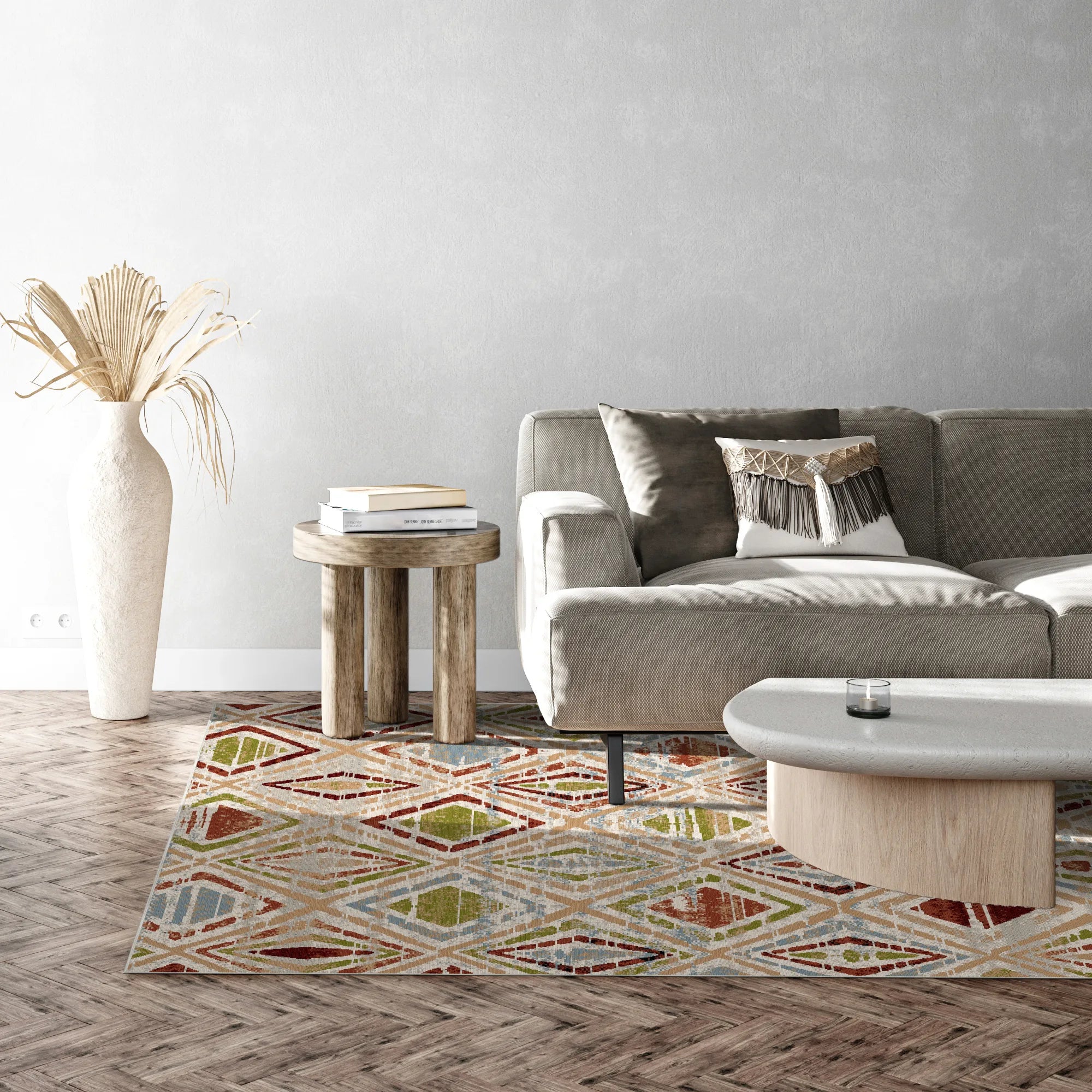 Mojave Sand Geometrischer Waschbarer Teppich