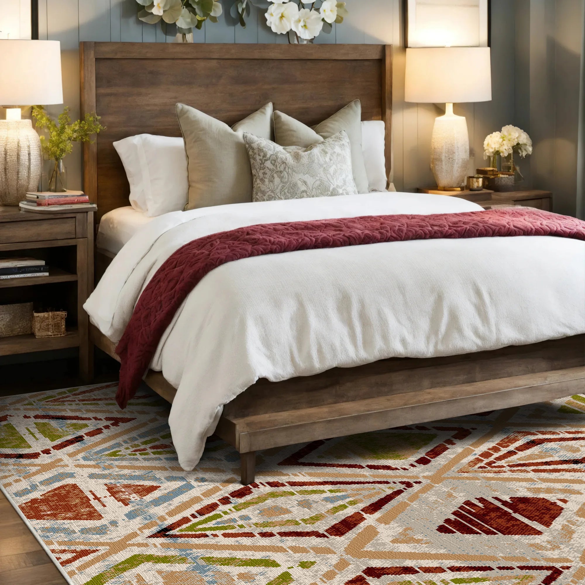 Mojave Sand Geometrischer Waschbarer Teppich