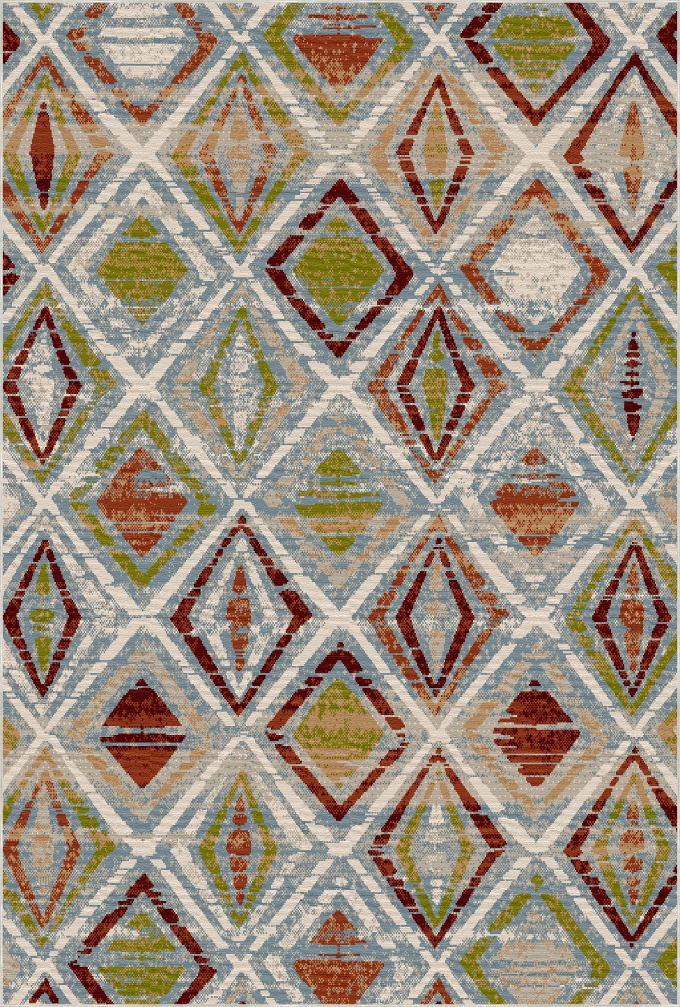 Tahoe Blue Geometrischer Waschbarer Teppich