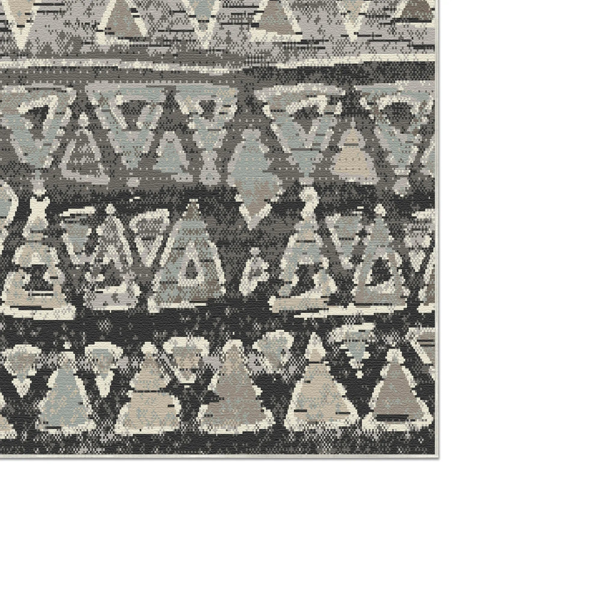 Yukon Charcoal Tribal Waschbarer Teppich