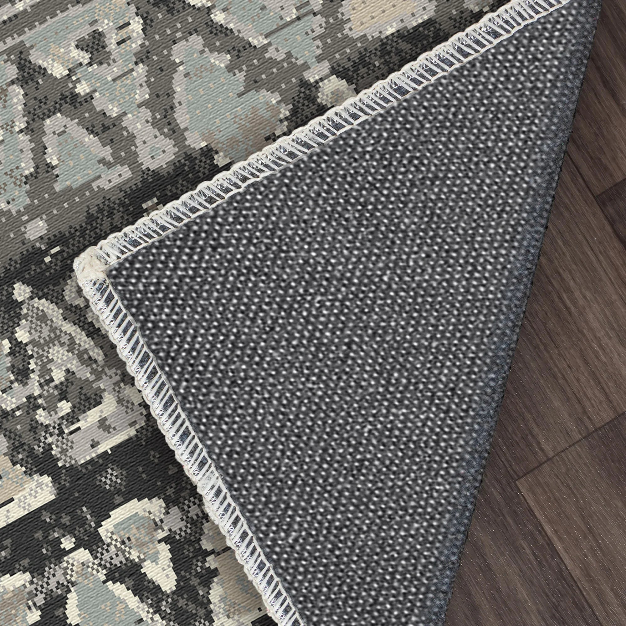 Yukon Charcoal Tribal Waschbarer Teppich