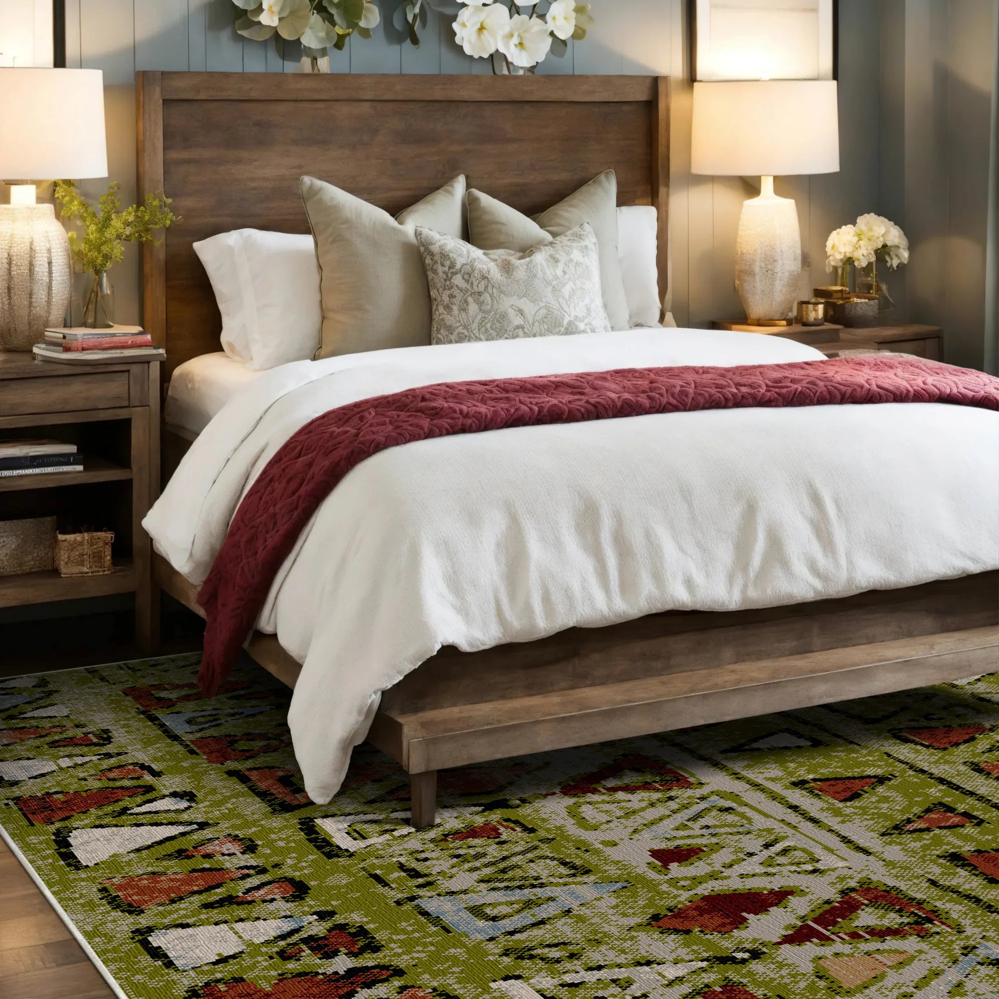 Denali Olive Tribal Waschbarer Teppich