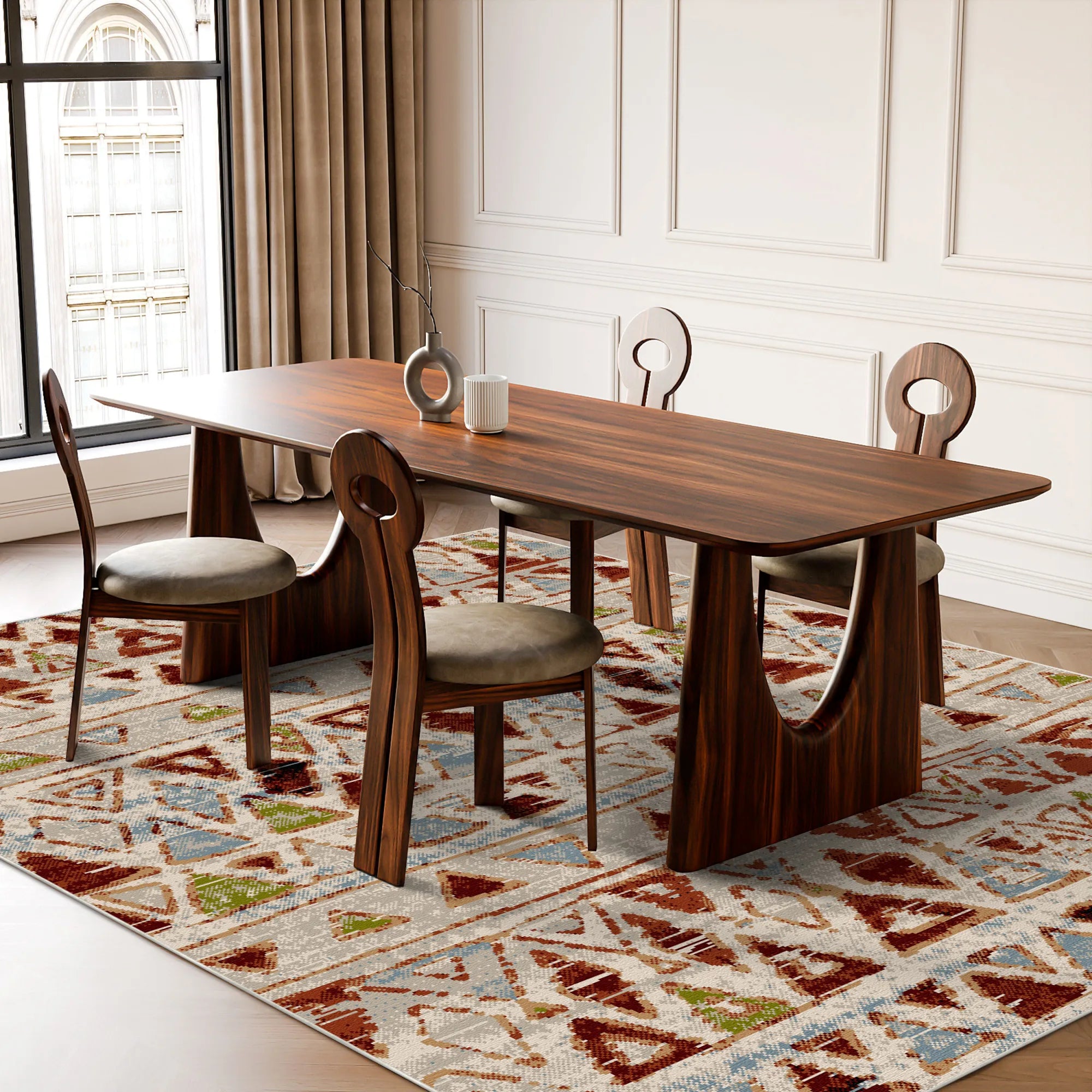 Kenai Cream Tribal Waschbarer Teppich