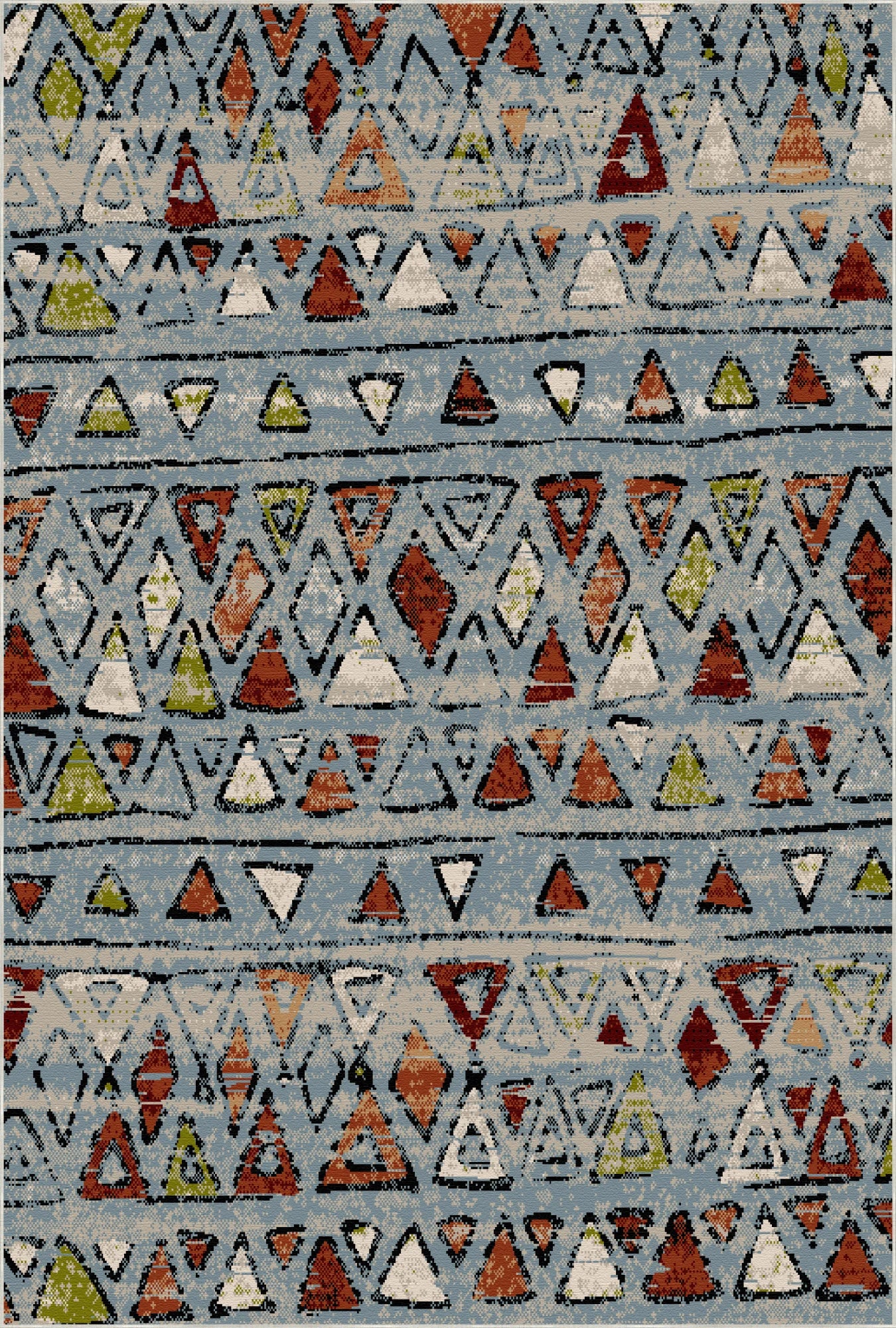 Kodiak Blue Tribal Waschbarer Teppich