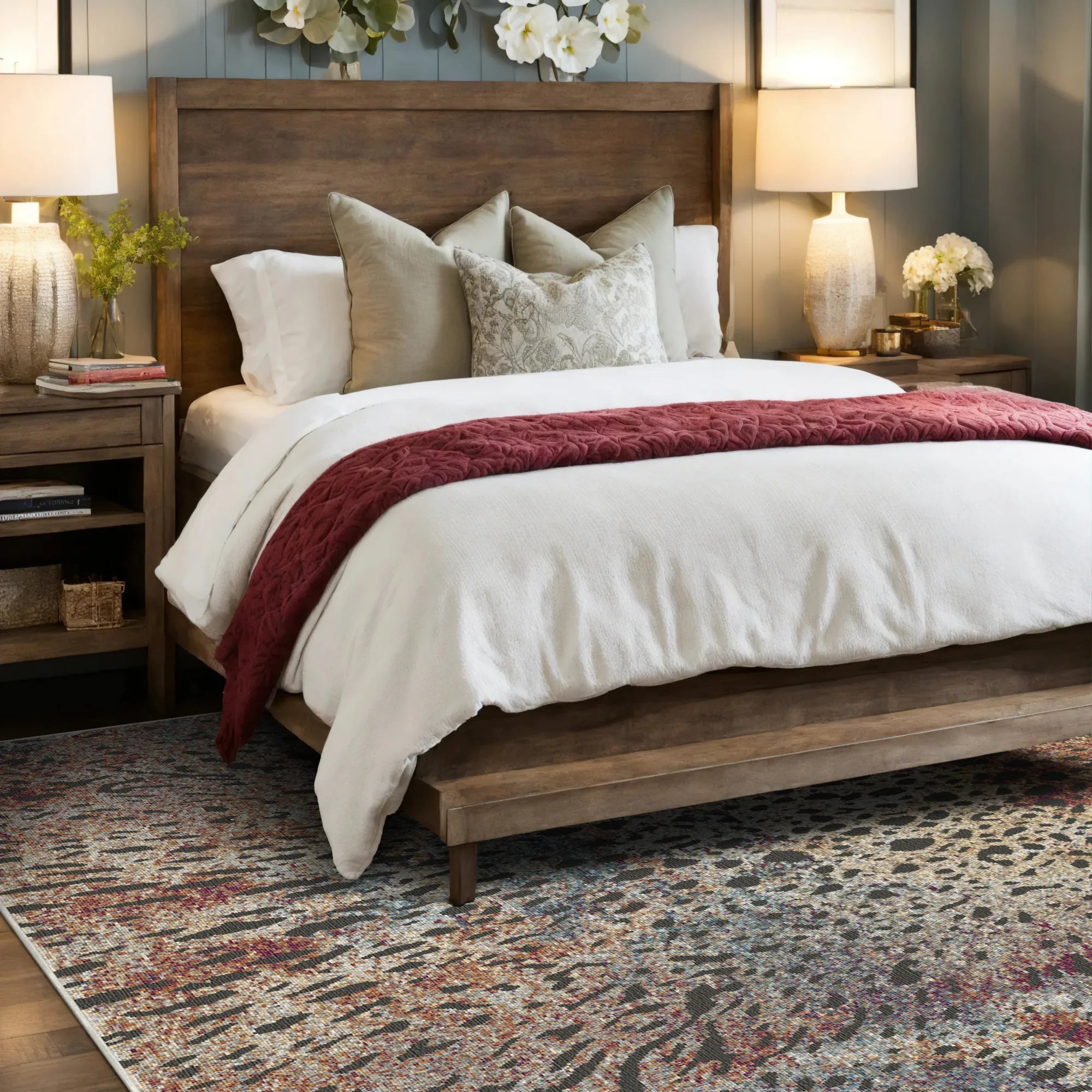 Bohemianischer Leoparden Teppich im Used-Look