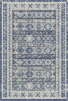 Baltisch Blau Folklore Medaillon Waschbarer Teppich Indigo