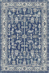 Porto Marineblau Traditioneller Waschbarer Teppich Indigo