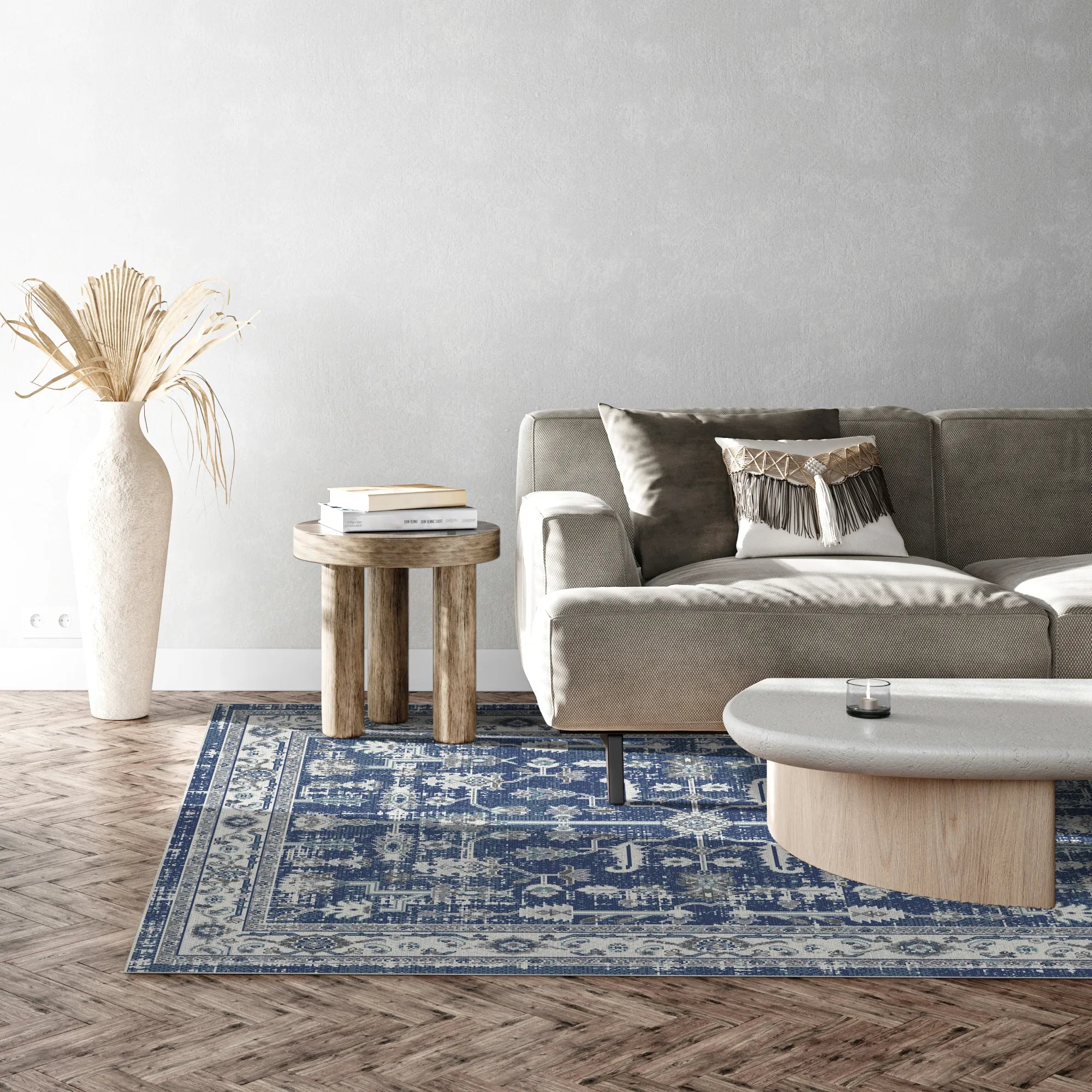 Porto Navy Traditioneller Waschbarer Teppich
