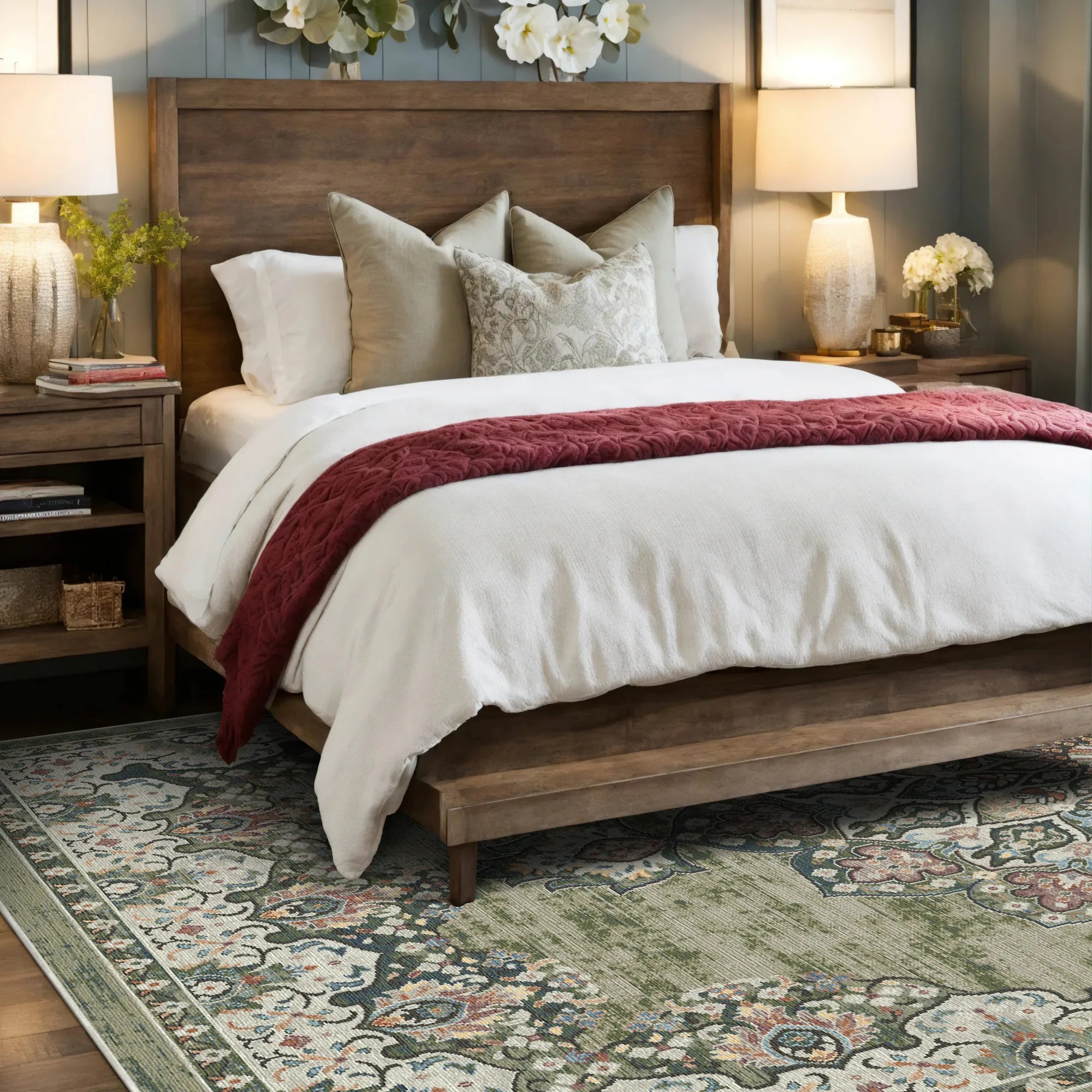 Cordoba Sage Traditioneller Waschbarer Teppich