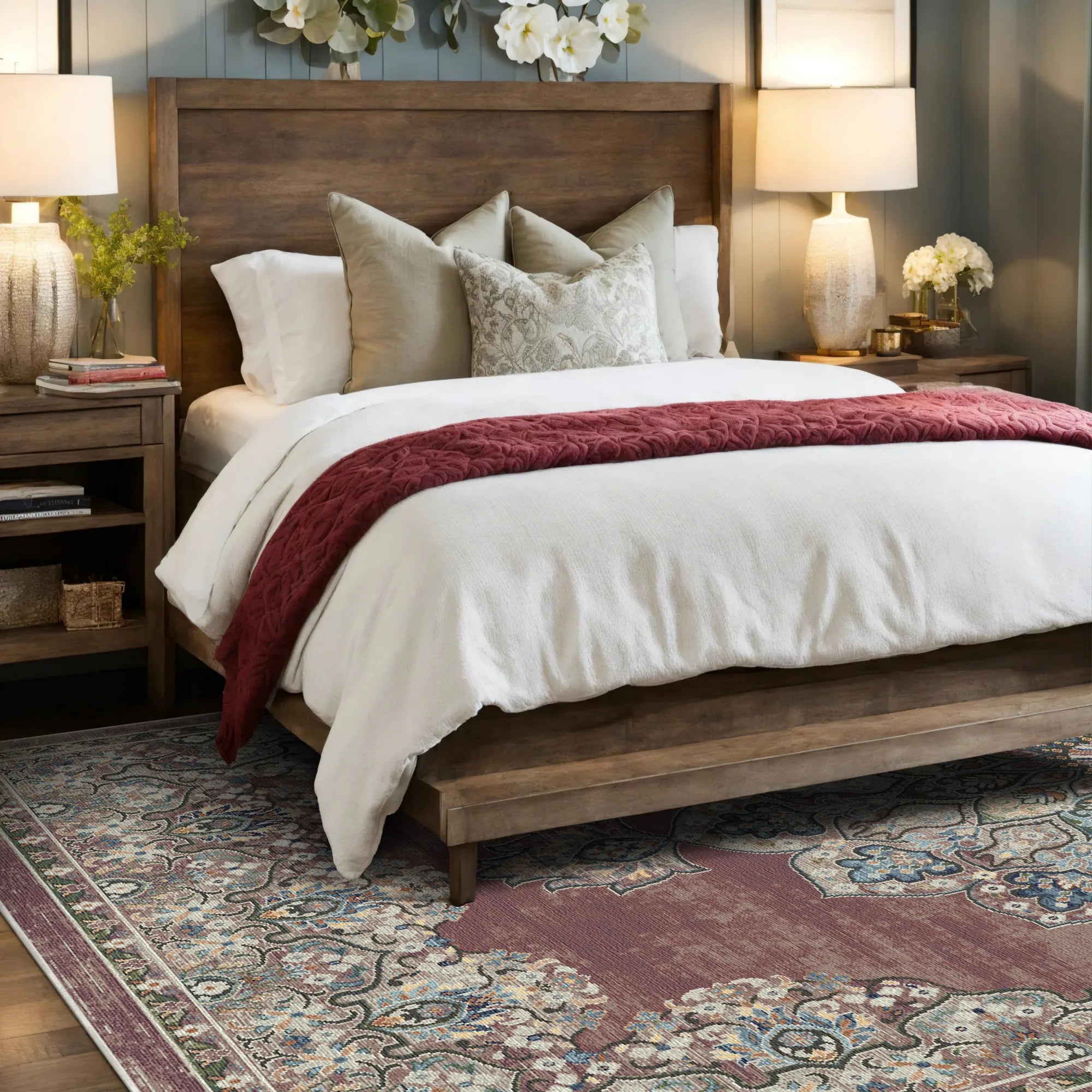 Toulouse Rose Traditioneller Waschbarer Teppich