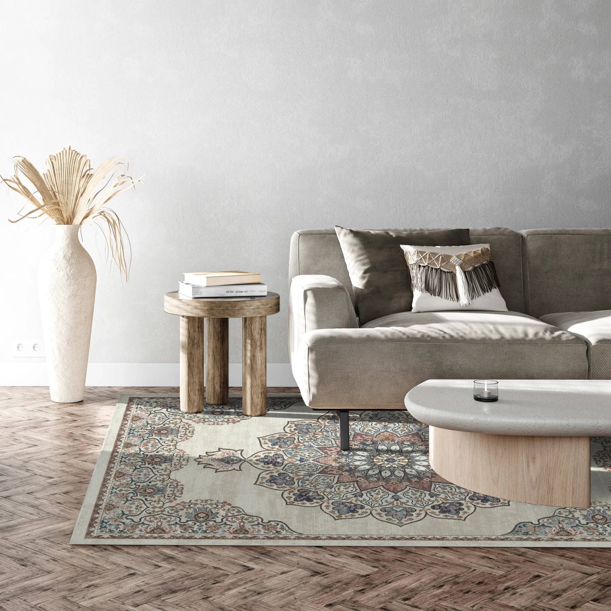 Waschbarer Teppich Salamanca Beige Traditional