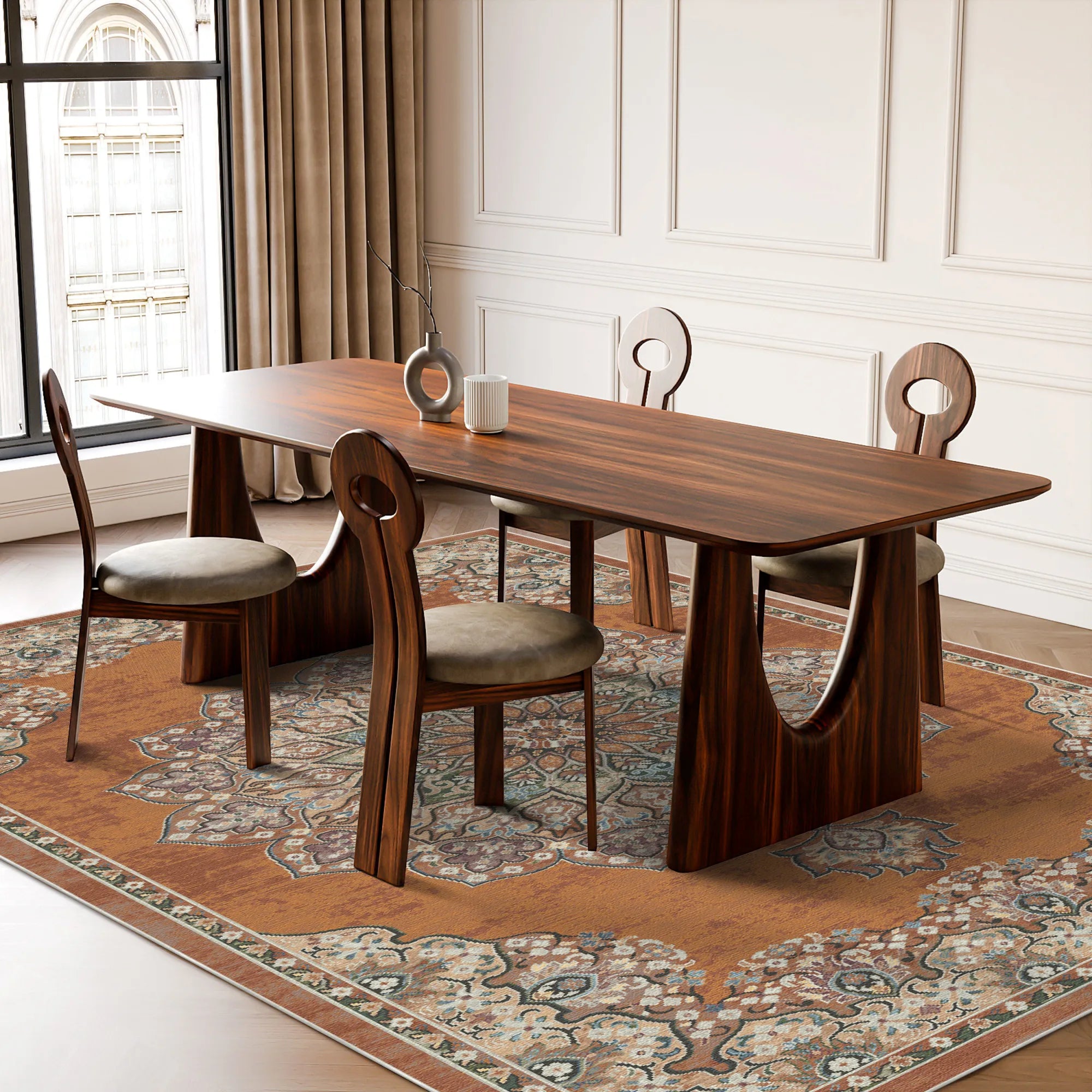 Siena Terracotta Traditioneller Waschbarer Teppich