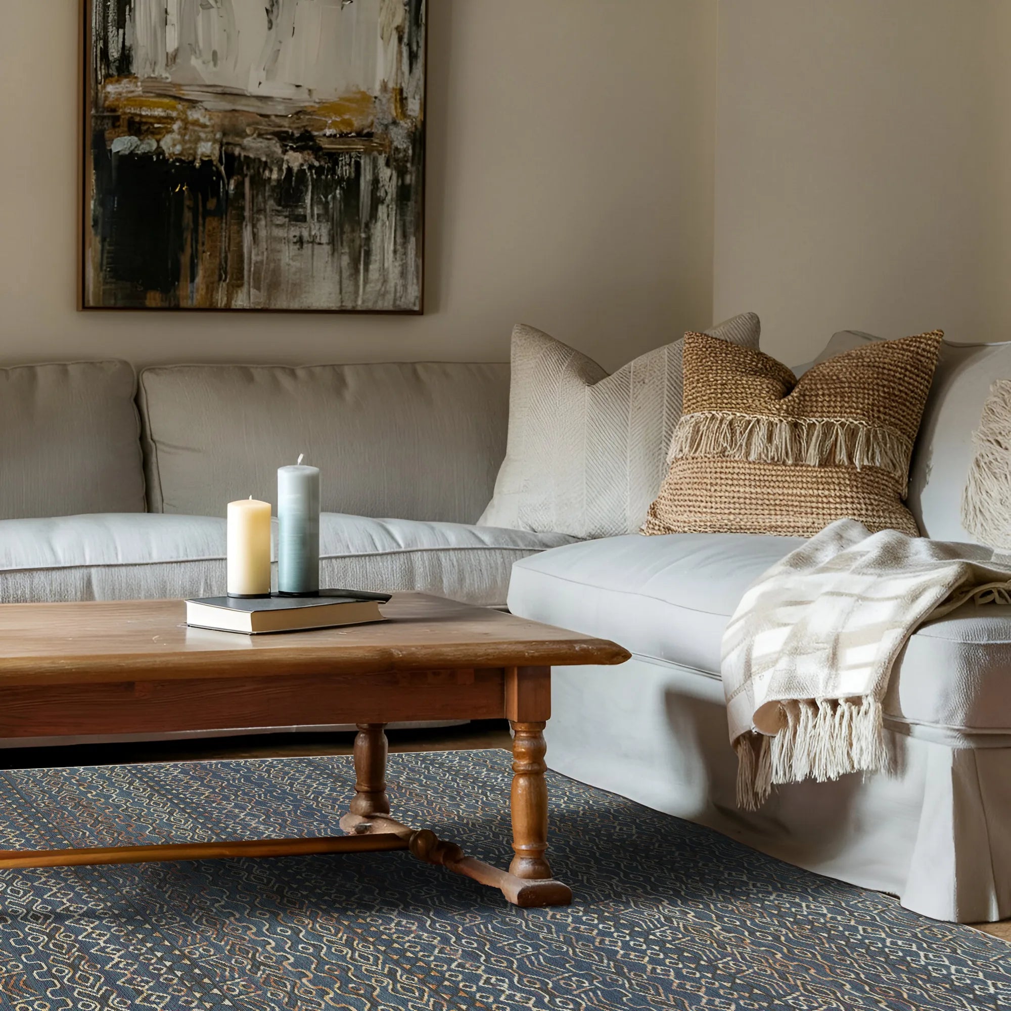 Waschbarer Teppich Amalfi Blue Abstract