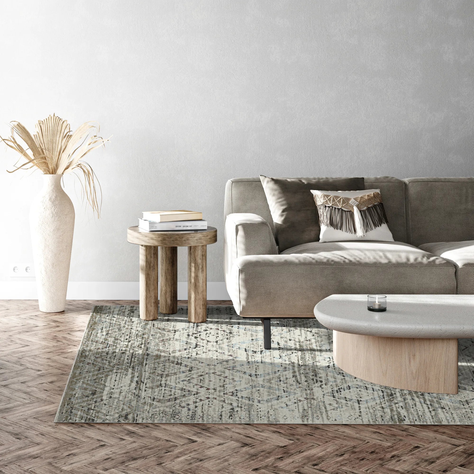 Positano Sand Distressed Diamond Teppich