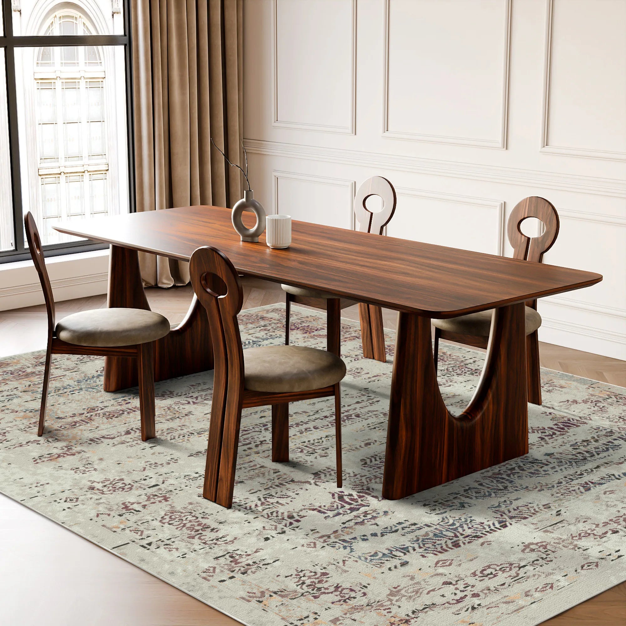 Waschbarer Übergangsteppich Florence Pearl