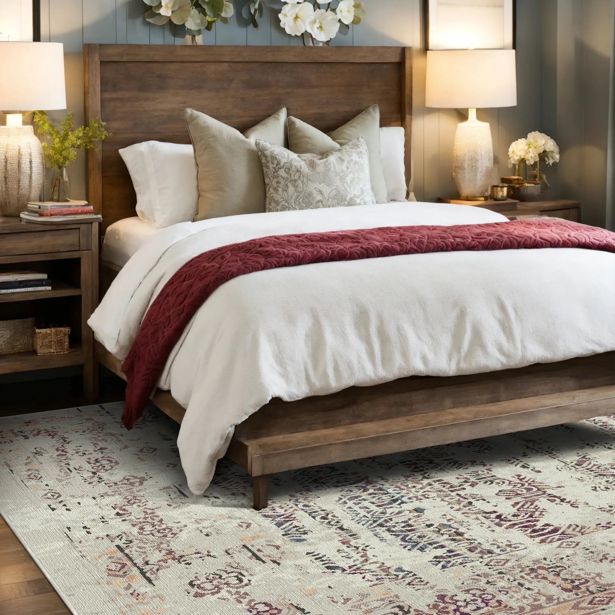 Waschbarer Übergangsteppich Florence Pearl