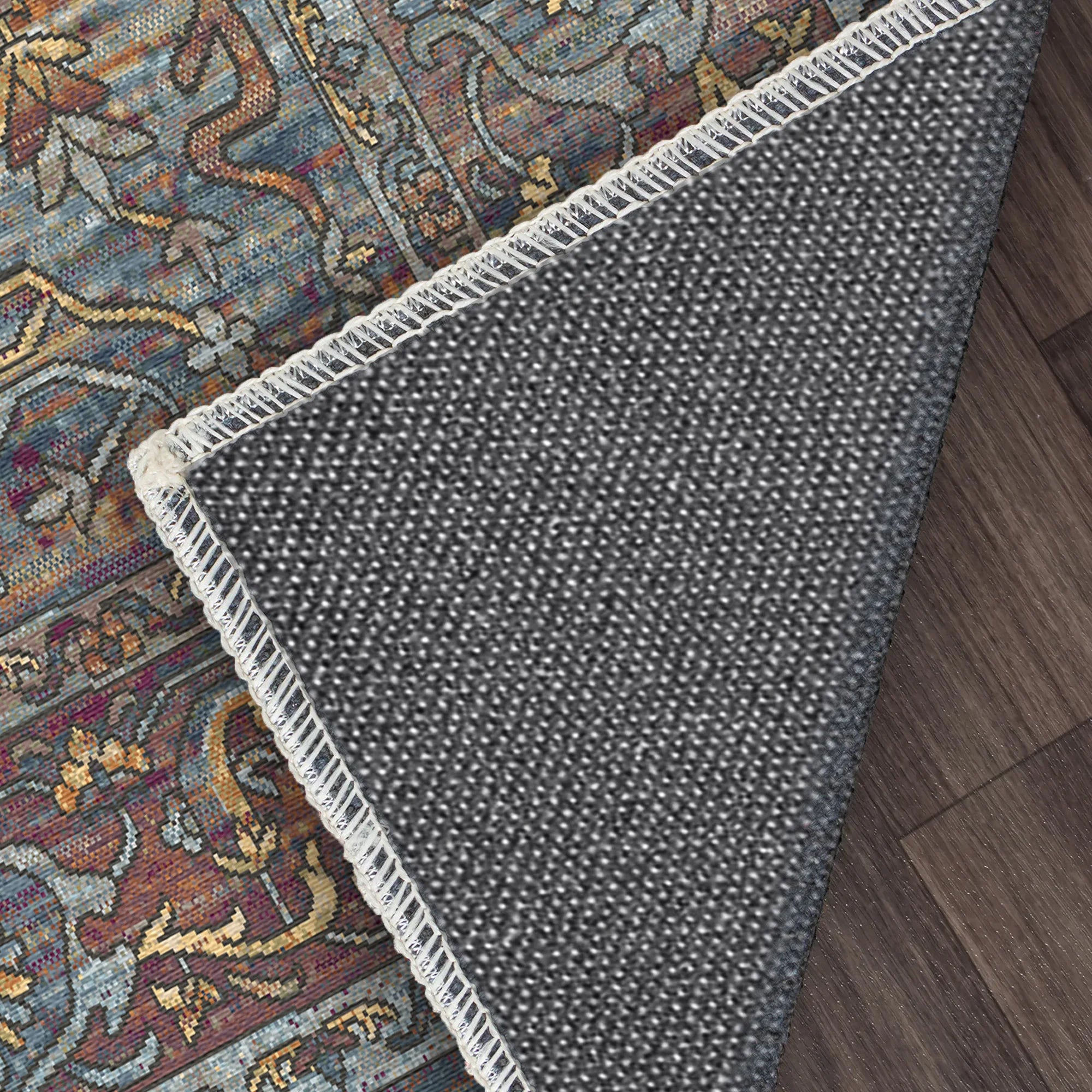 Samarkand Blue Traditioneller Waschbarer Teppich