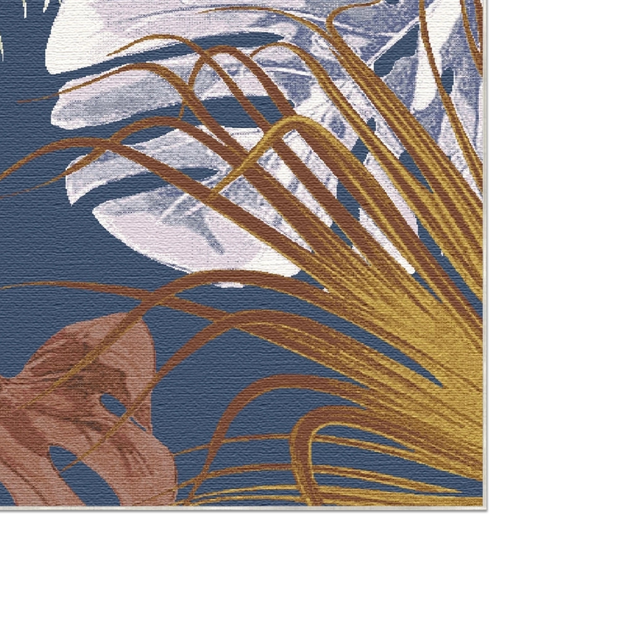 Marineblauer Exotischer Tropenteppich