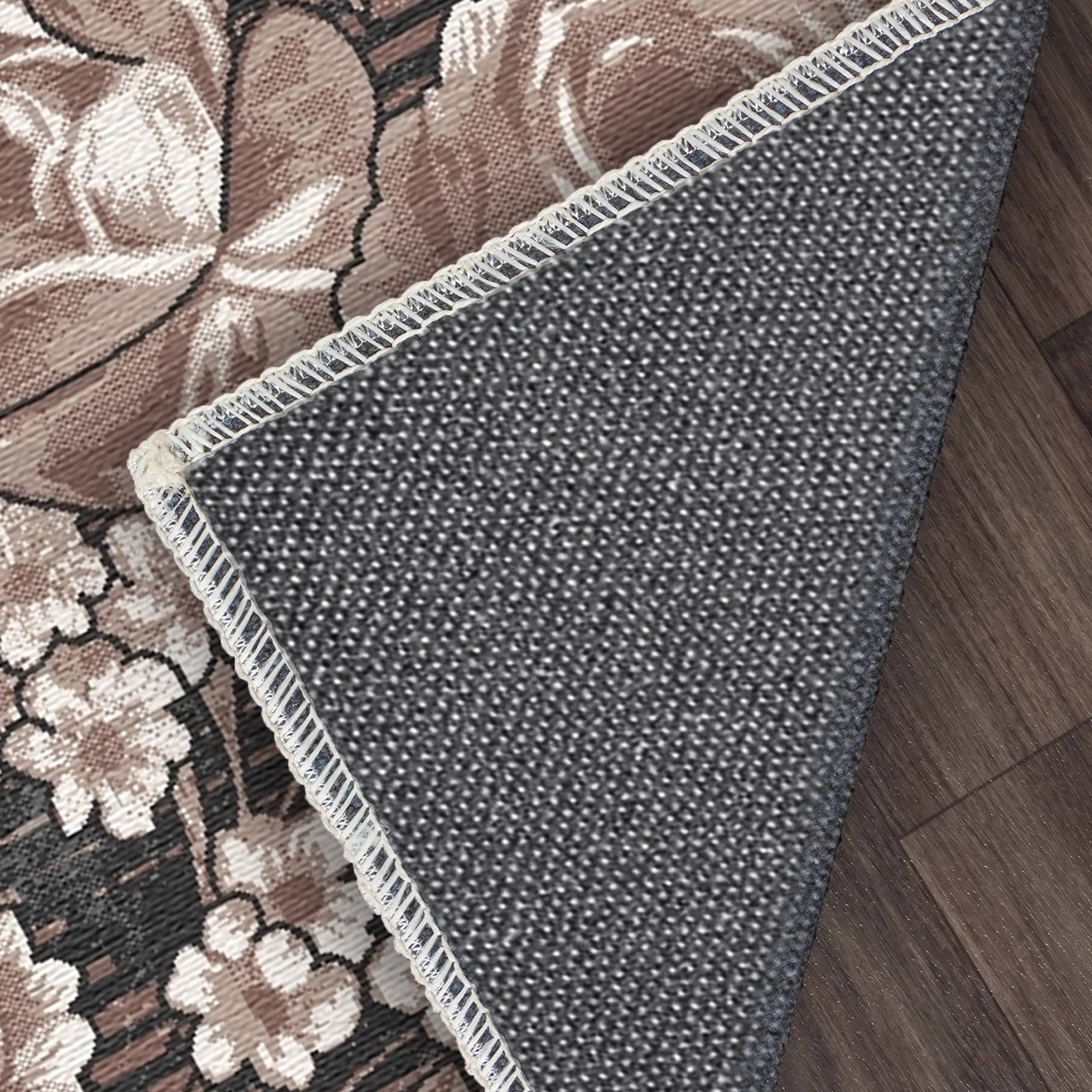 Vintage Brauner Rosen Botanischer Teppich