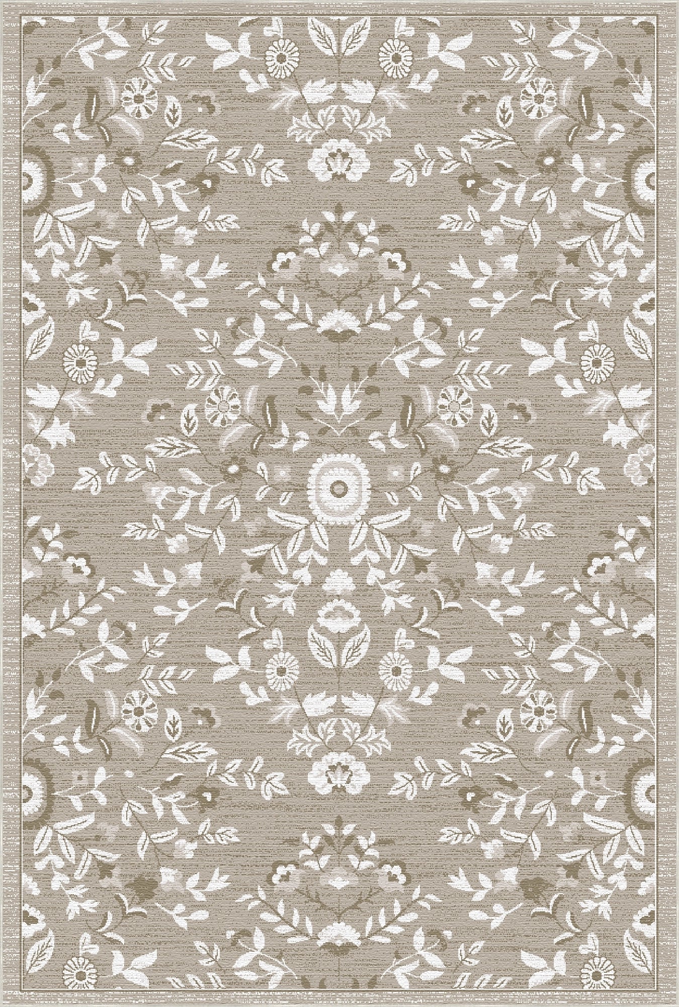Sand Serenity Floral Medallion Teppich