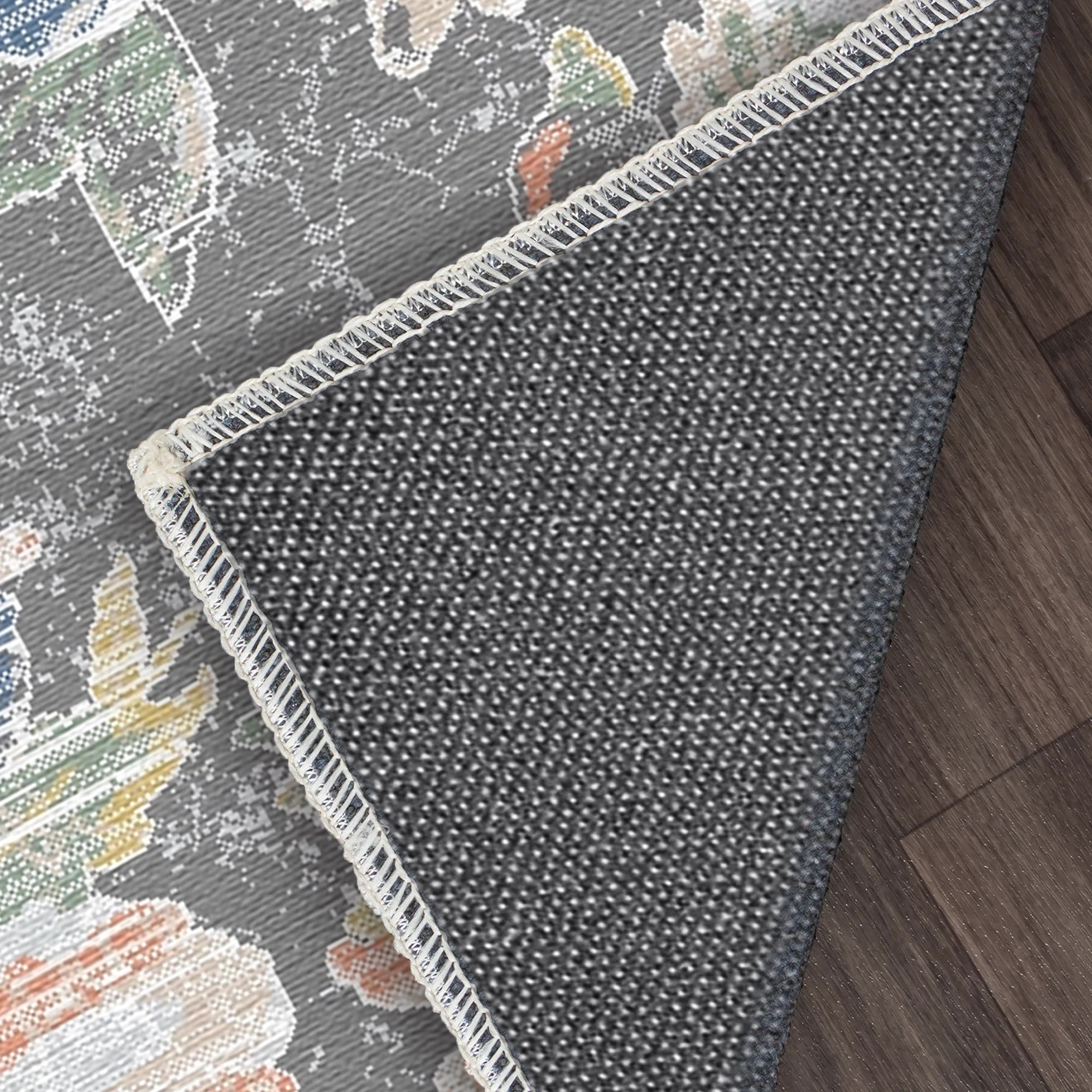 Antiker Schieferteppich mit Malerischem Blumenmuster