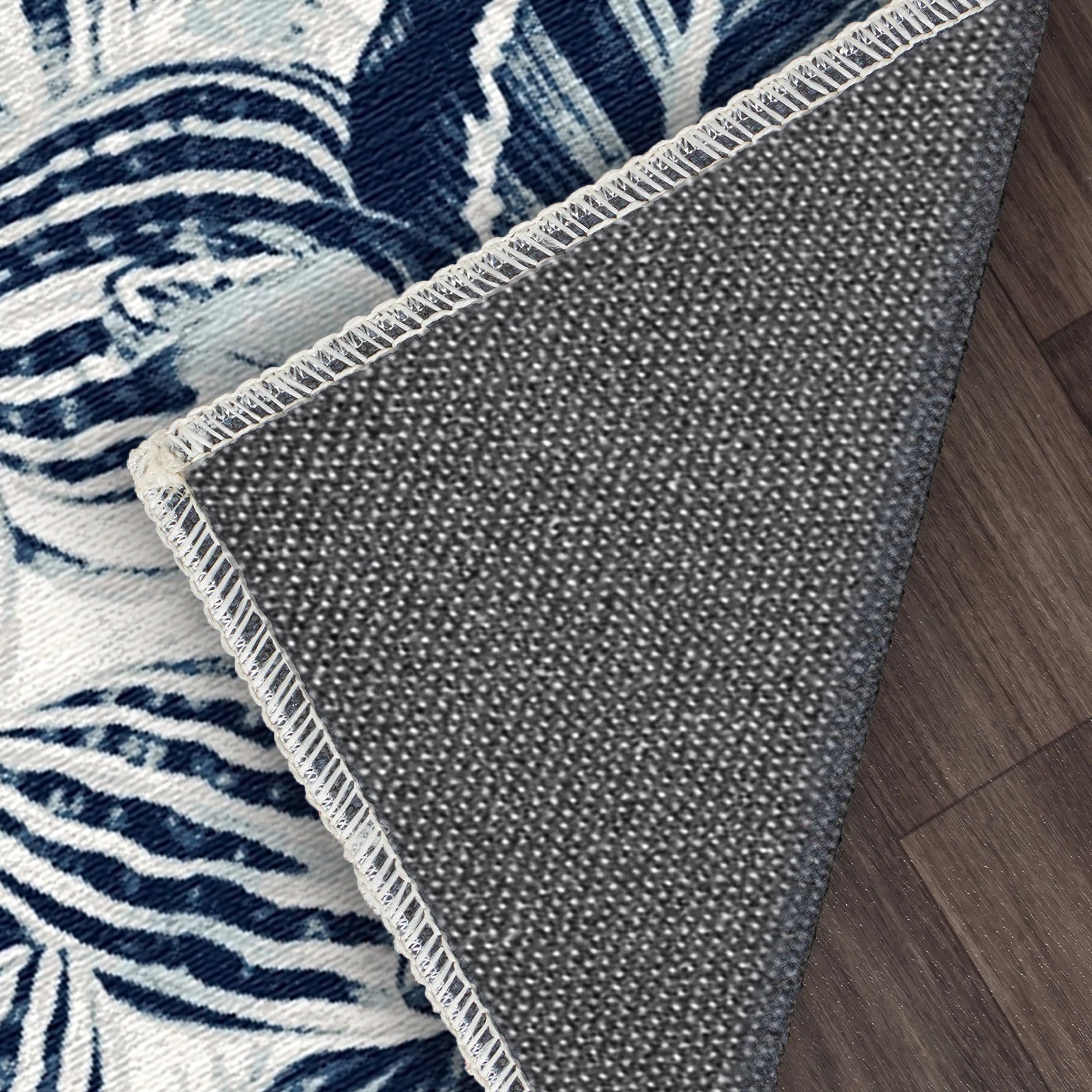 Indigo Tropischer Blatt Botanik Teppich