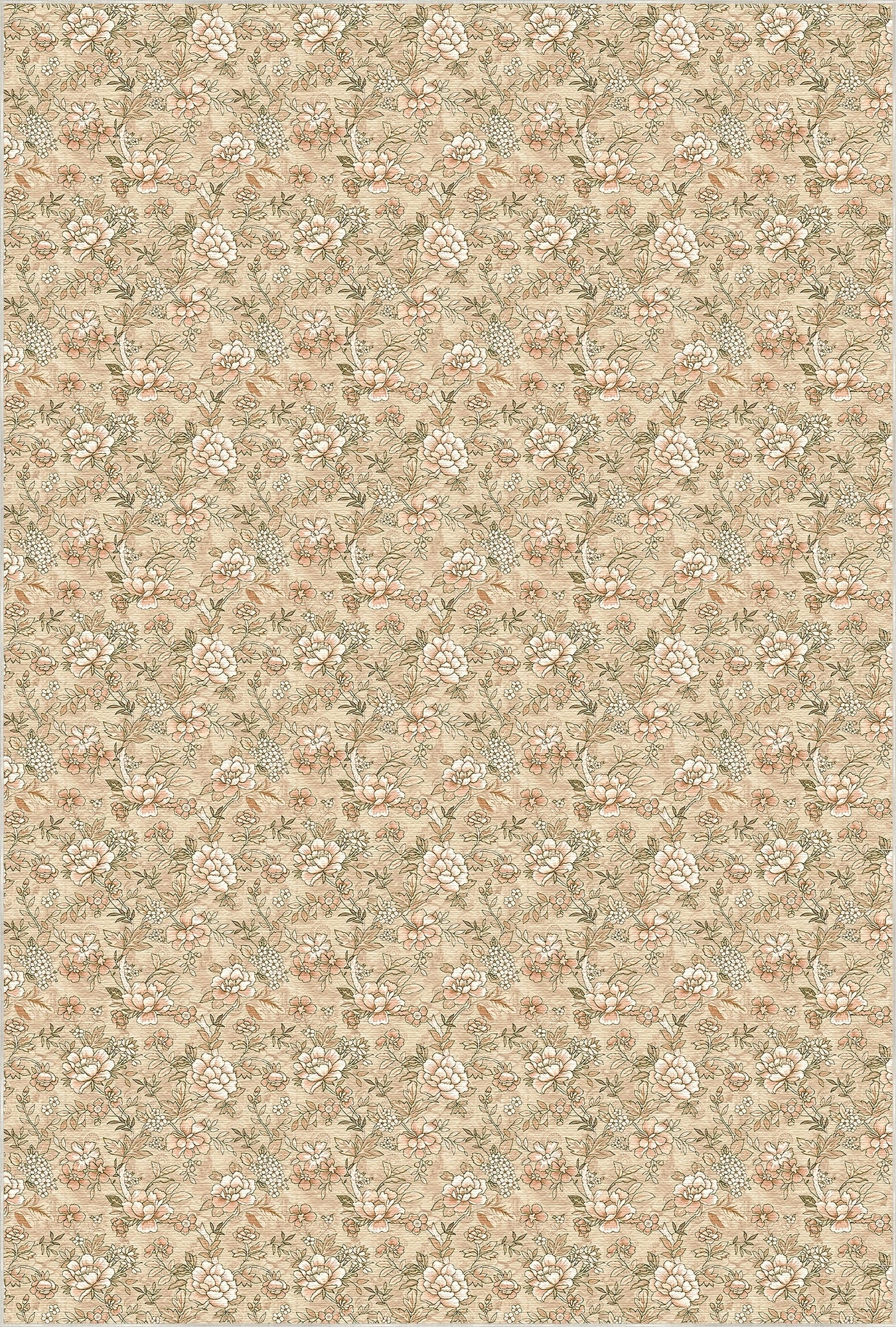 Vintage Beige Petite Floral Teppich