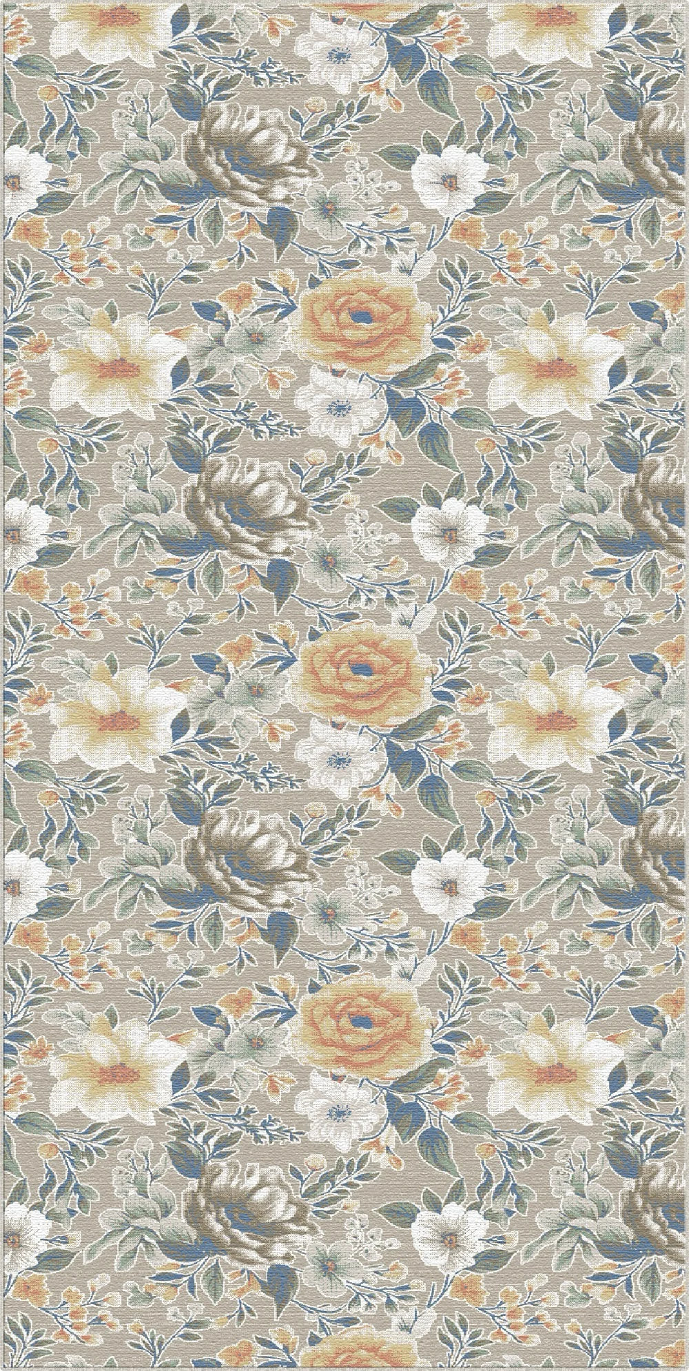 Beiger Eleganter Gelber Rosen Teppich