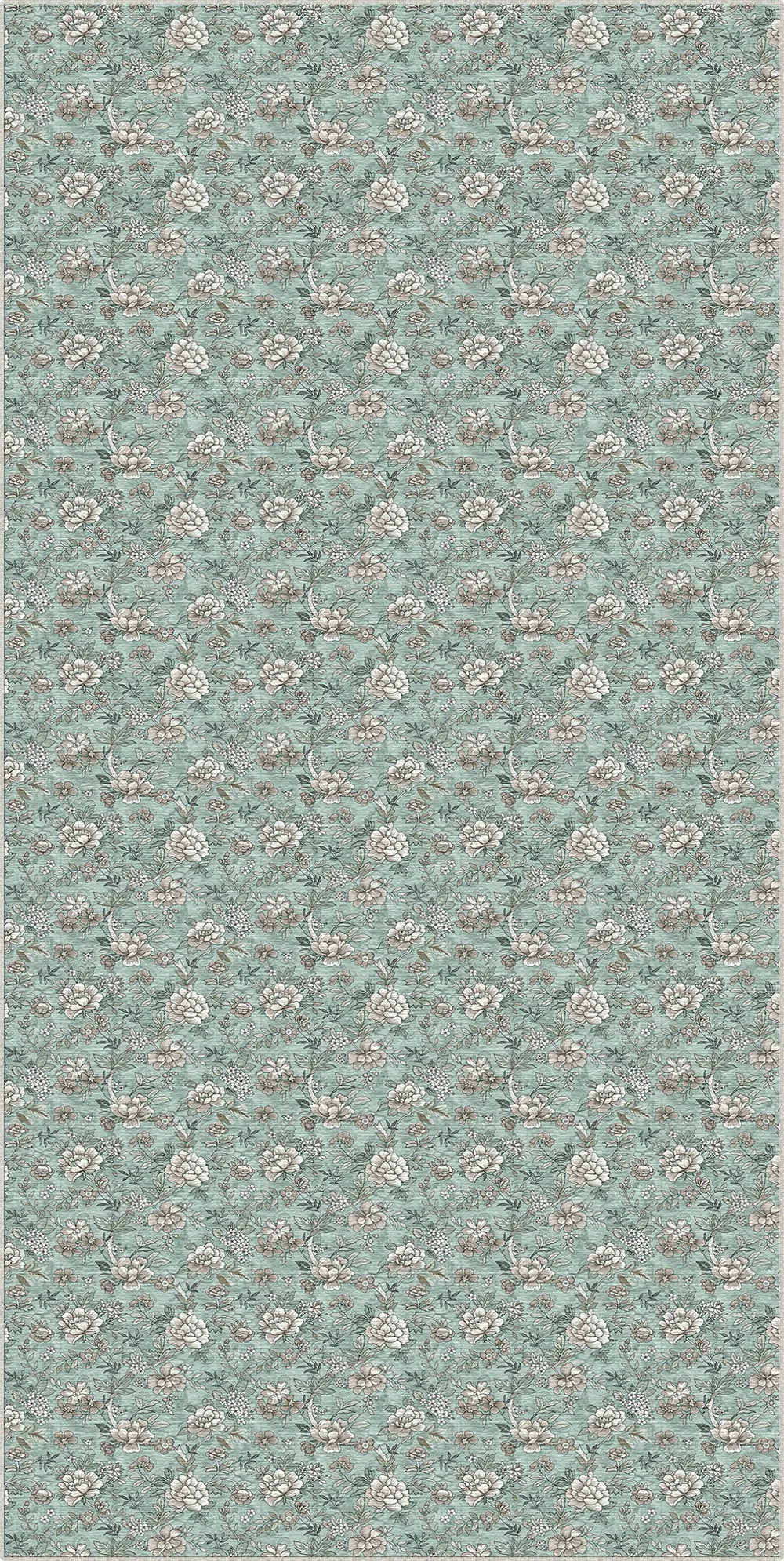 Vintage Minzfarbener Kleiner Blumen Teppich