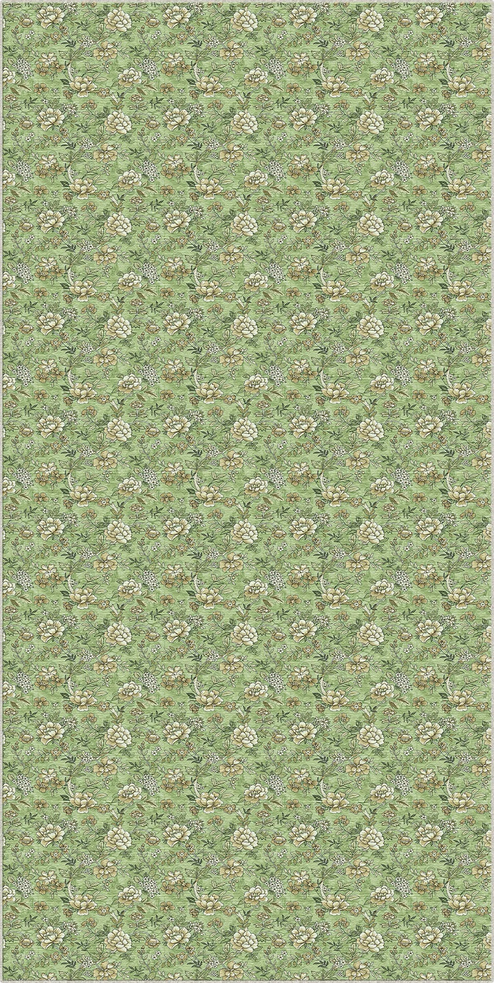 Grüner Vintage Kleiner Blumen Teppich