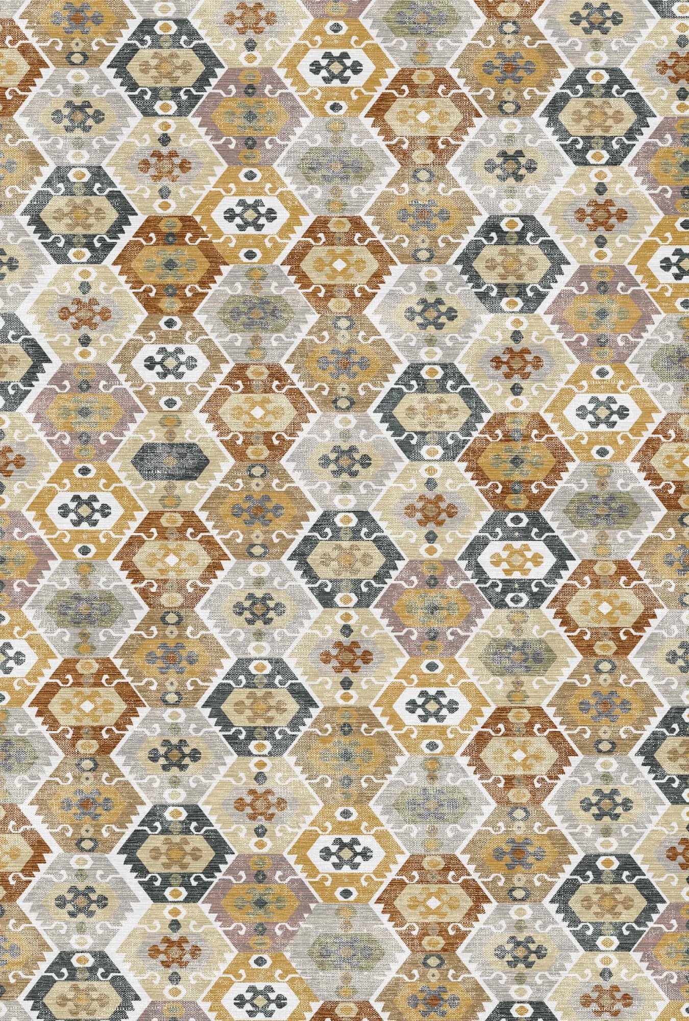 Hexagon Boho Washable Rug